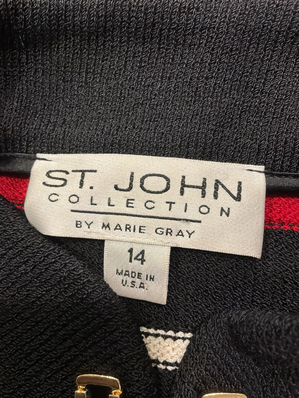 Vintage St John Collection Marie Gray Santana Knit Striped Cardigan Size 14