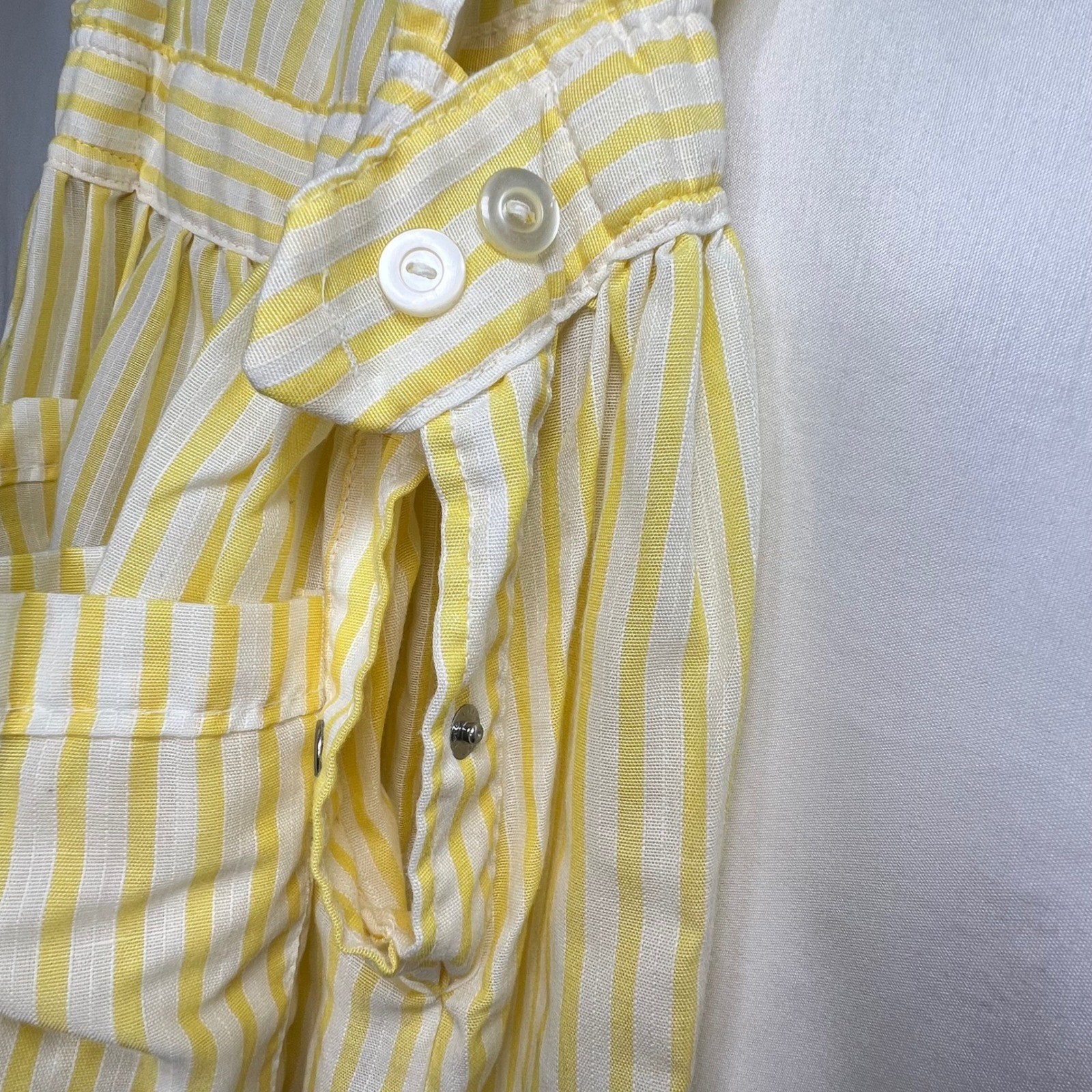 Vintage Yellow Striped Pinafore Apron Dress Womens S Future Nurses Club Uniform