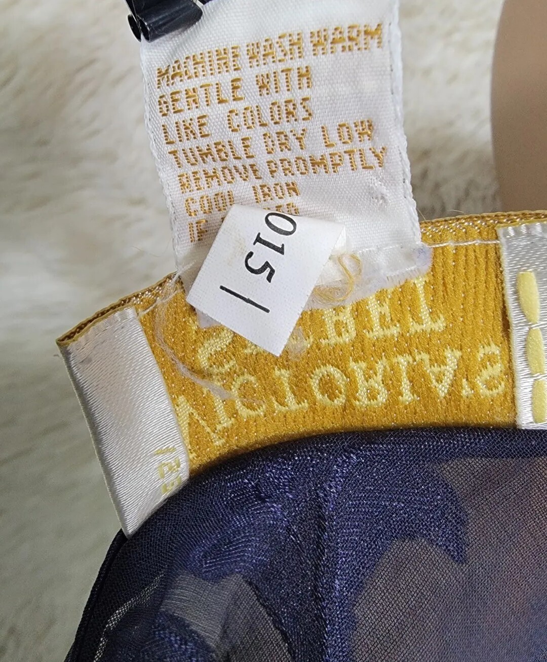 VTG Victoria’s Secret Size S Gold Label Semi Sheer Teddy Romper Playsuit Navy I