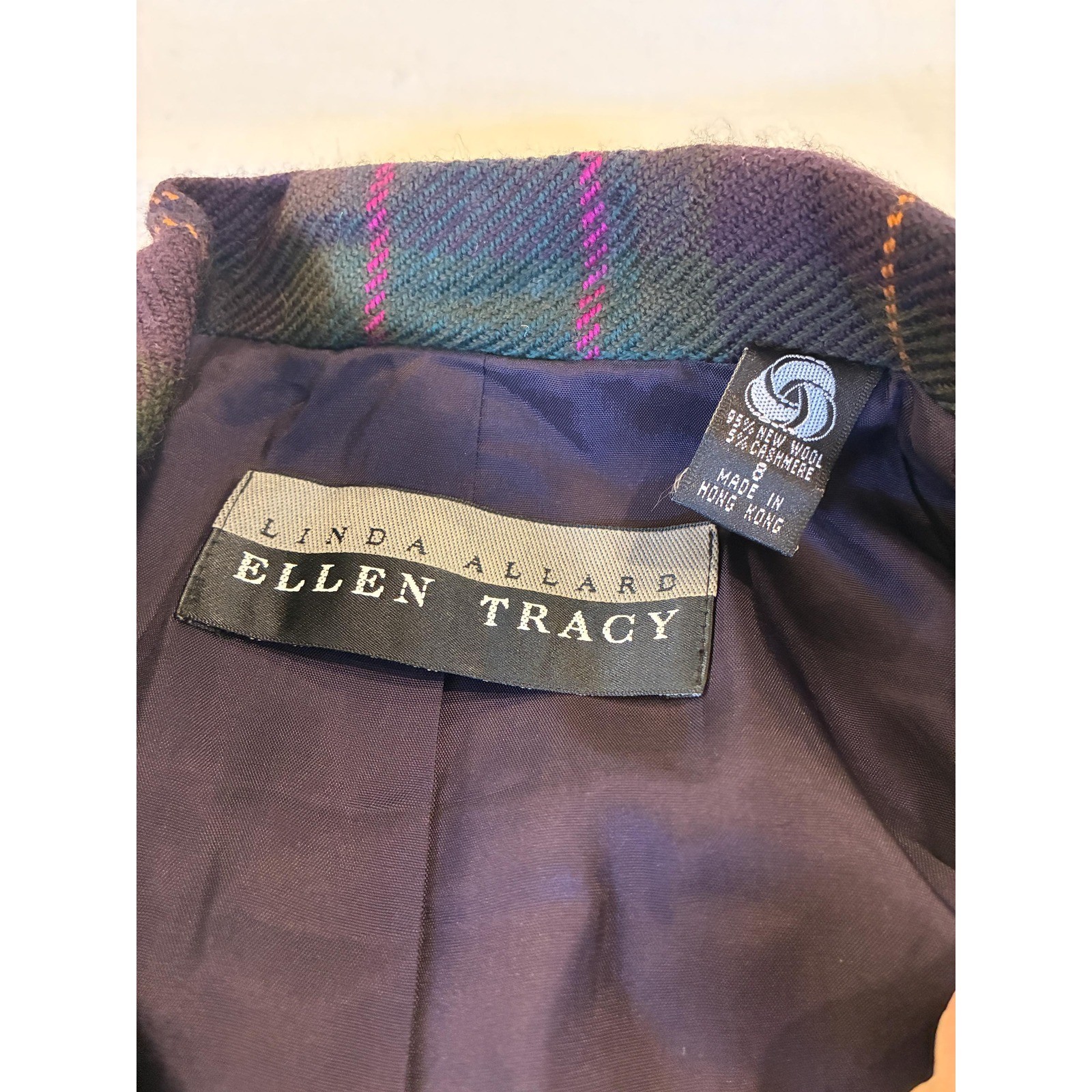 Vintage 90s Ellen Tracy Linda Allard Plaid Wool Skirt Suit, Dark Academia