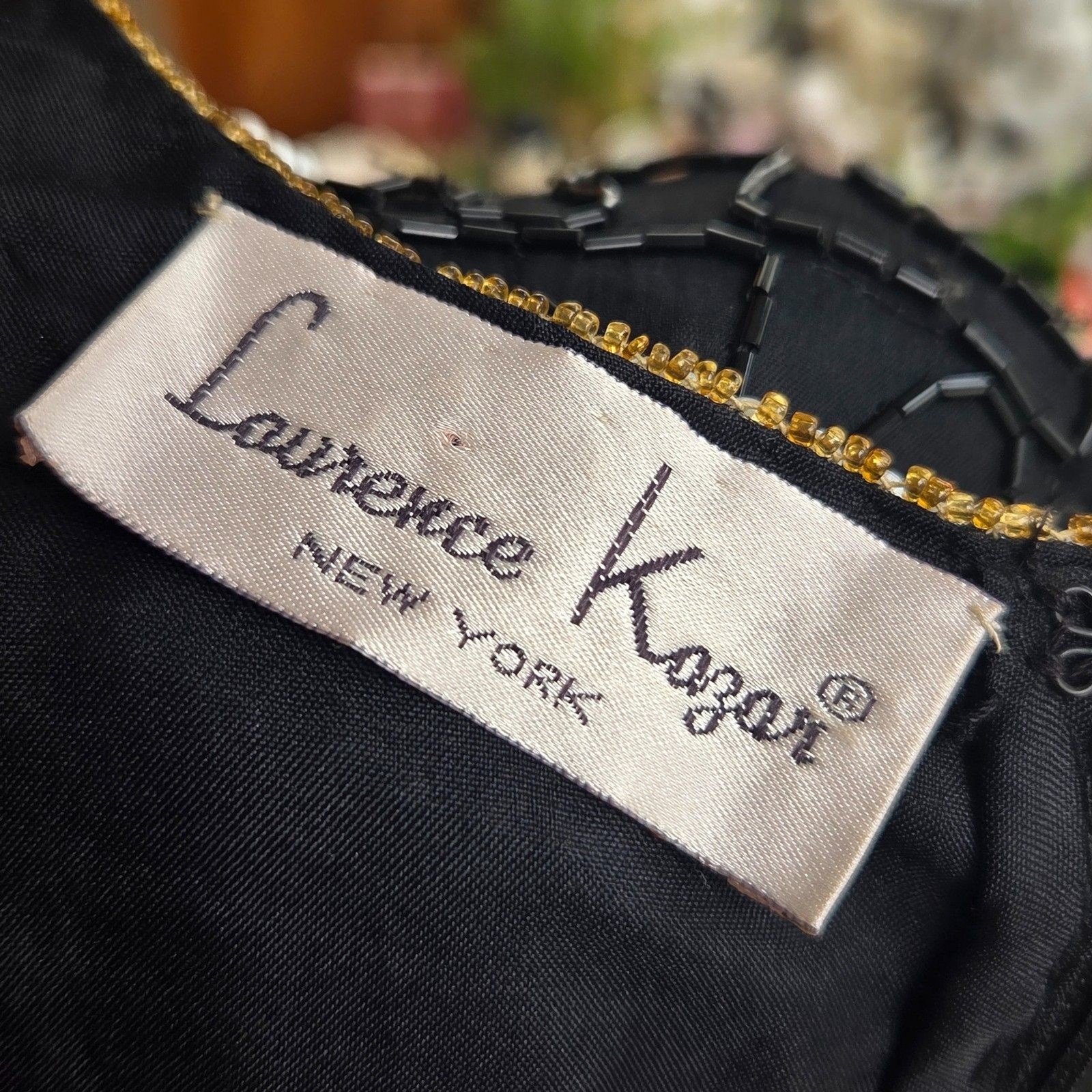 NWT Vintage 80s Laurence Kazar Vintage Top, Beaded With Pearls Silk Size Medium