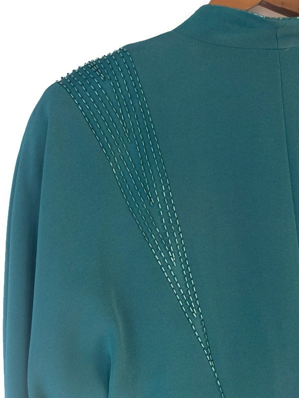 Vintage Beaded Emerald Skirt Suit & Shoes – 80s/90s Style – Costume TV Theater