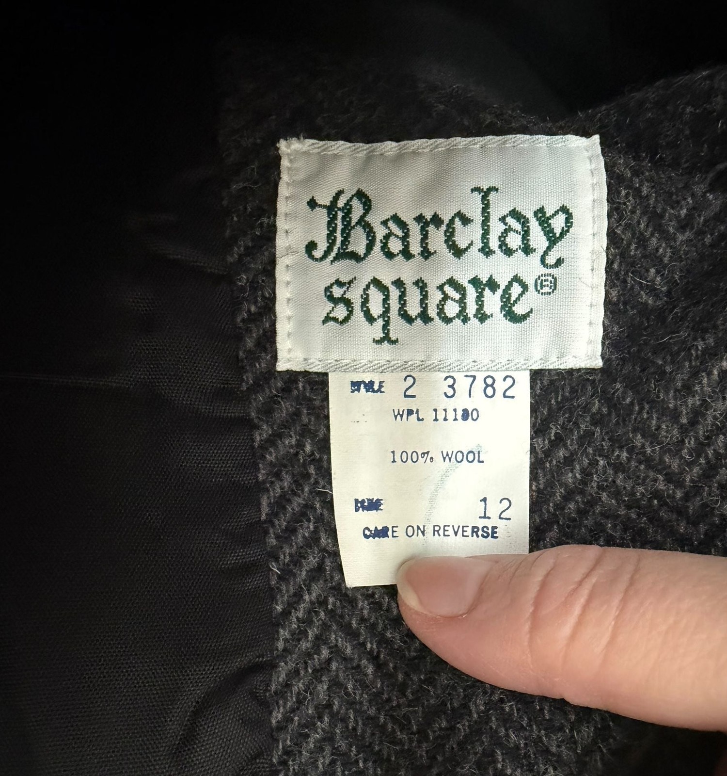 Vintage Barclay Square Gray Herringbone Wool Blend Skirt Suit Set 12 Academia