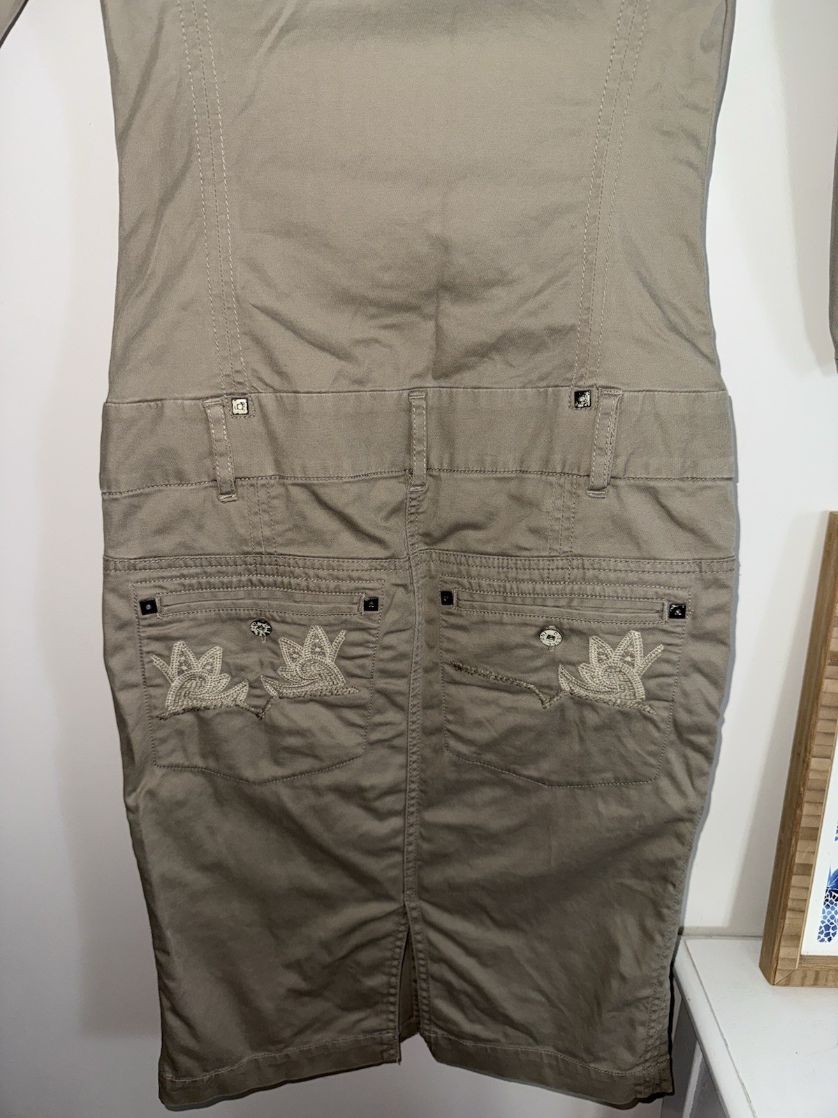 Vintage Diesel Y2K olive green military-style zip button collared dress XS