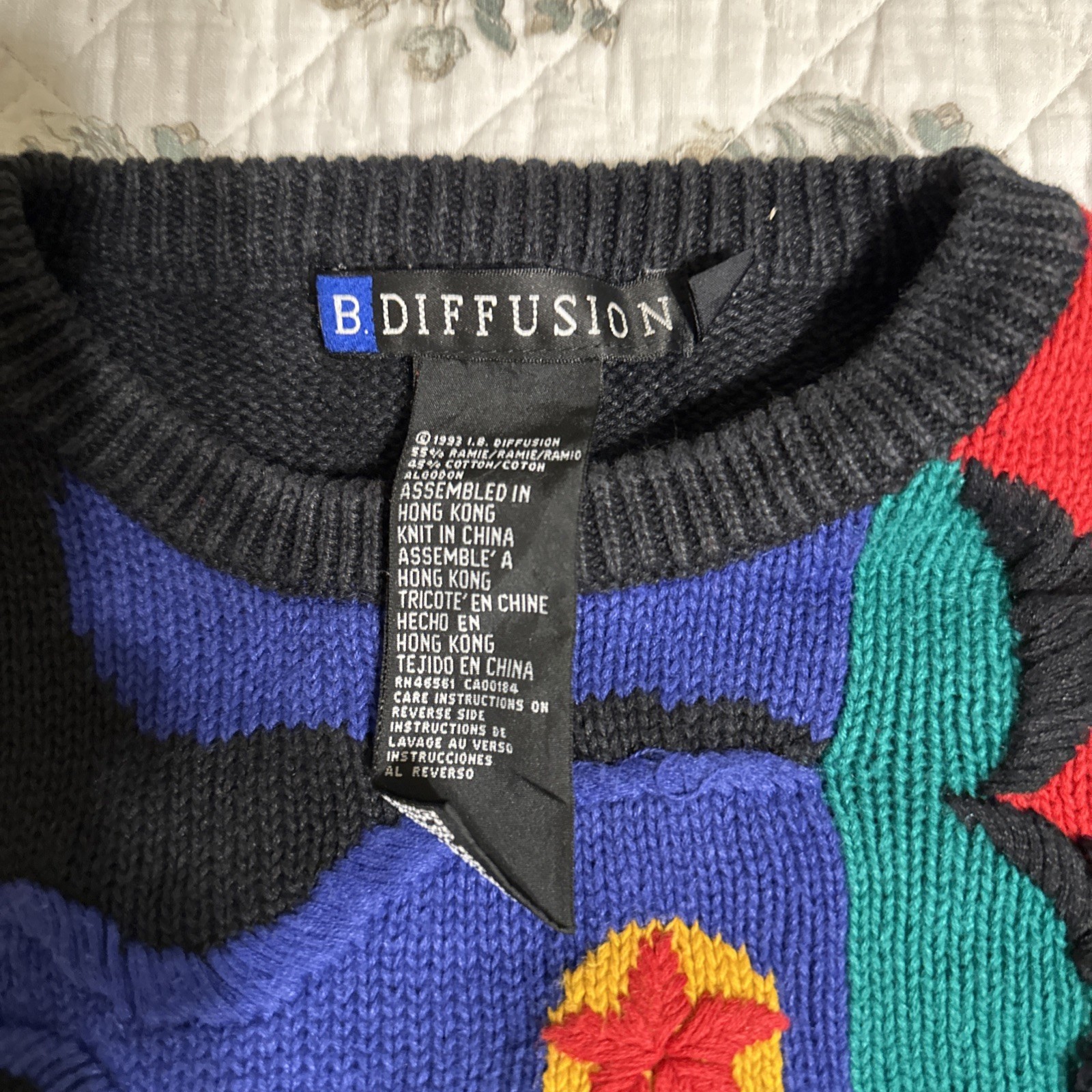 Women’s VINTAGE 1993 I.B. DIFFUSION RETRO 3D Knit Horse SWEATER L