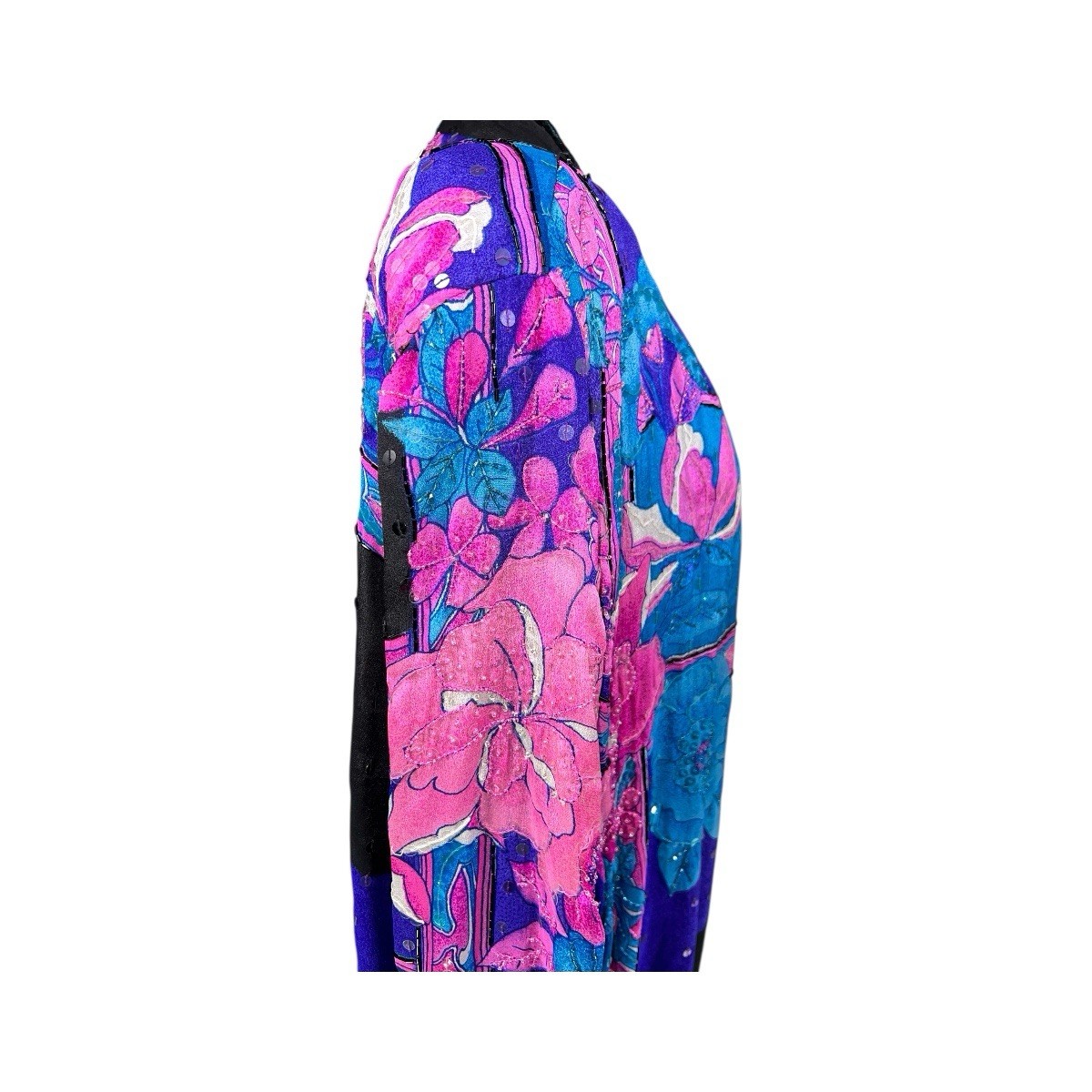 VTG JUDITH ANN CREATIONS SAKS FIFTH AVE SILK SEQUIN BEAD KIMONO JACKET NEW WAVE