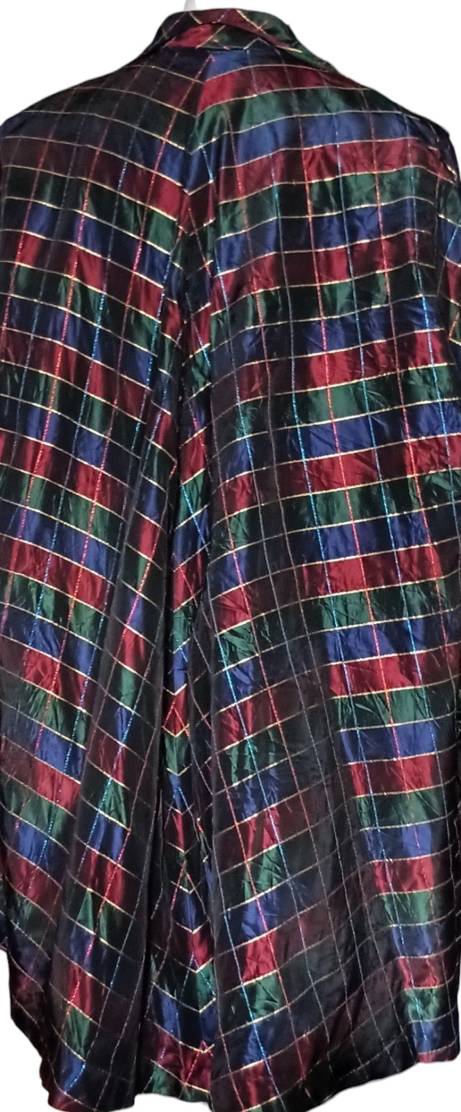 VTG 50s Taffetta Swing Coat In Jewel Tones w/ Lovely Pointy Collar by Kamor Sz S