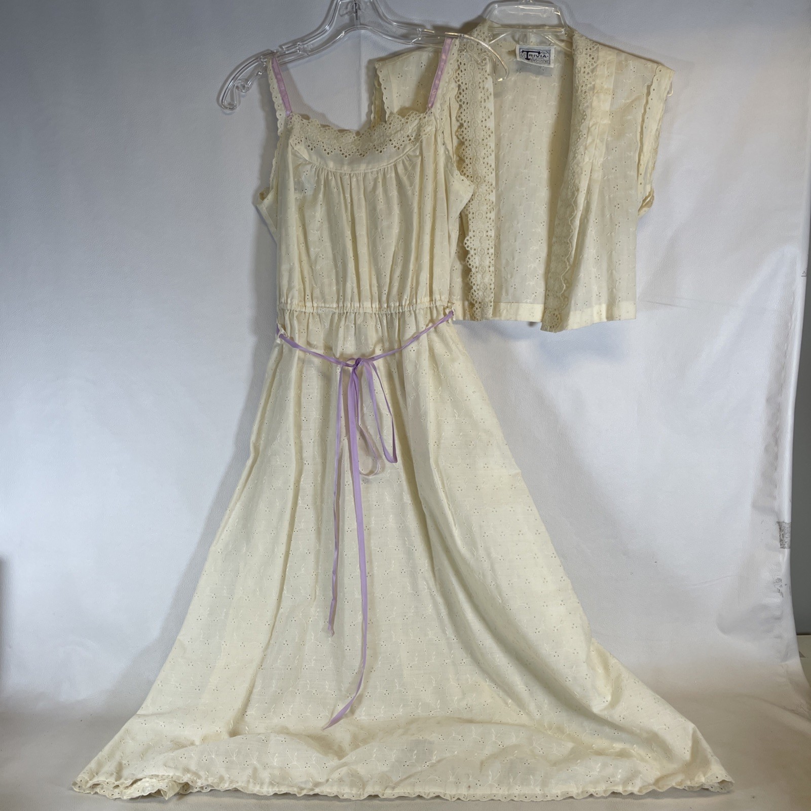 Vtg 70s Trivia By Charm 2 Pc Boho Eyelet Dress & Top Size 5/6 (?) Read-Measure