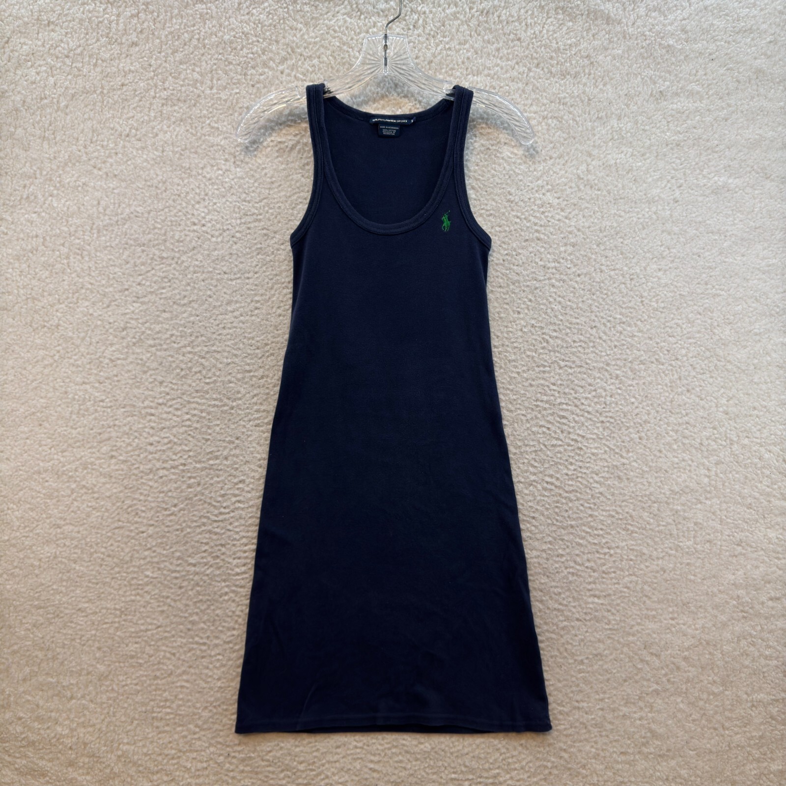 Y2K Vintage Ralph Lauren Midi T-Shirt Dress Small Navy Blue Sporty Tennis Preppy