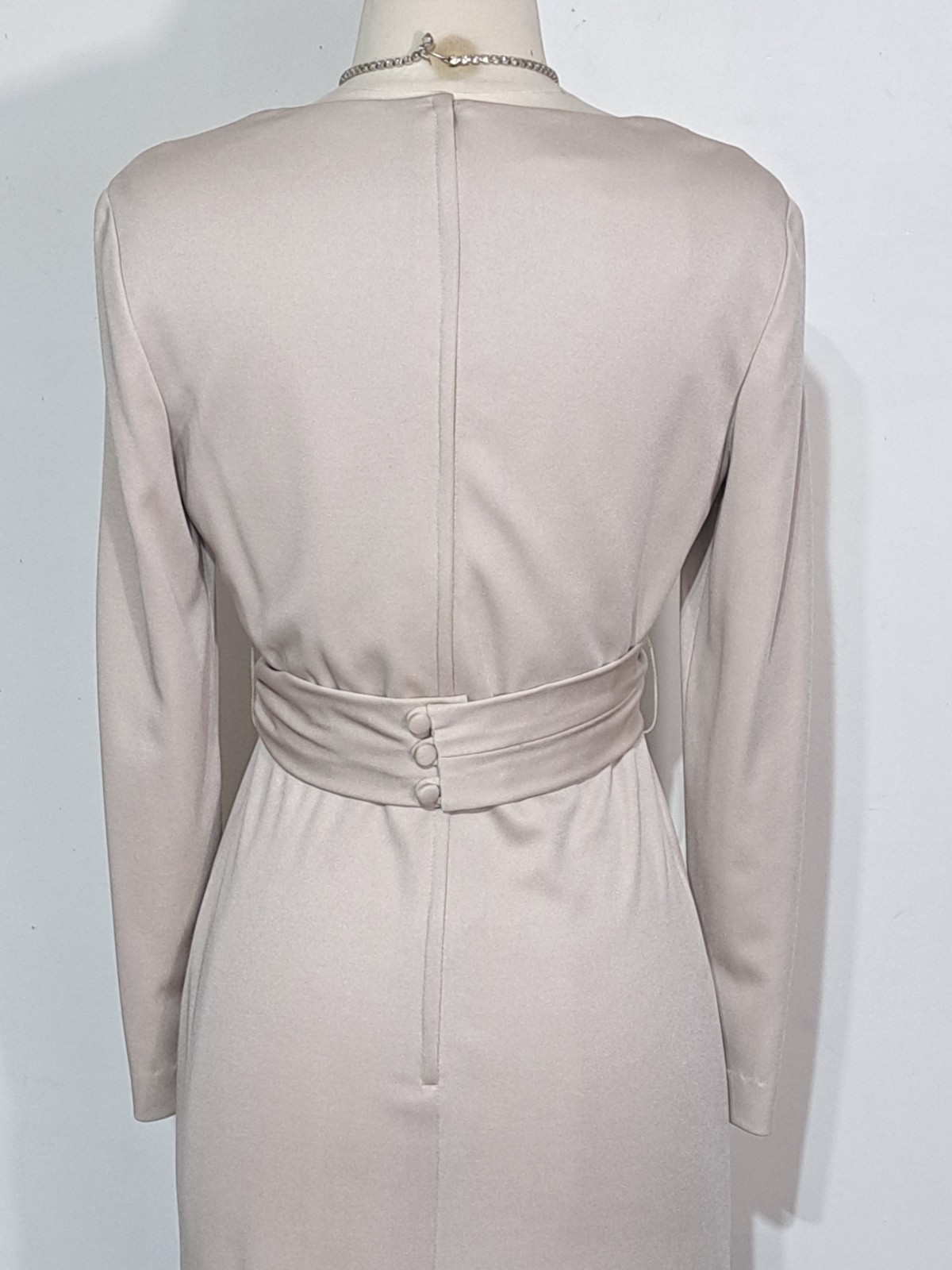Vintage Jersey Knit Maxi Goddess Dress Knot Twist Waist Sz S