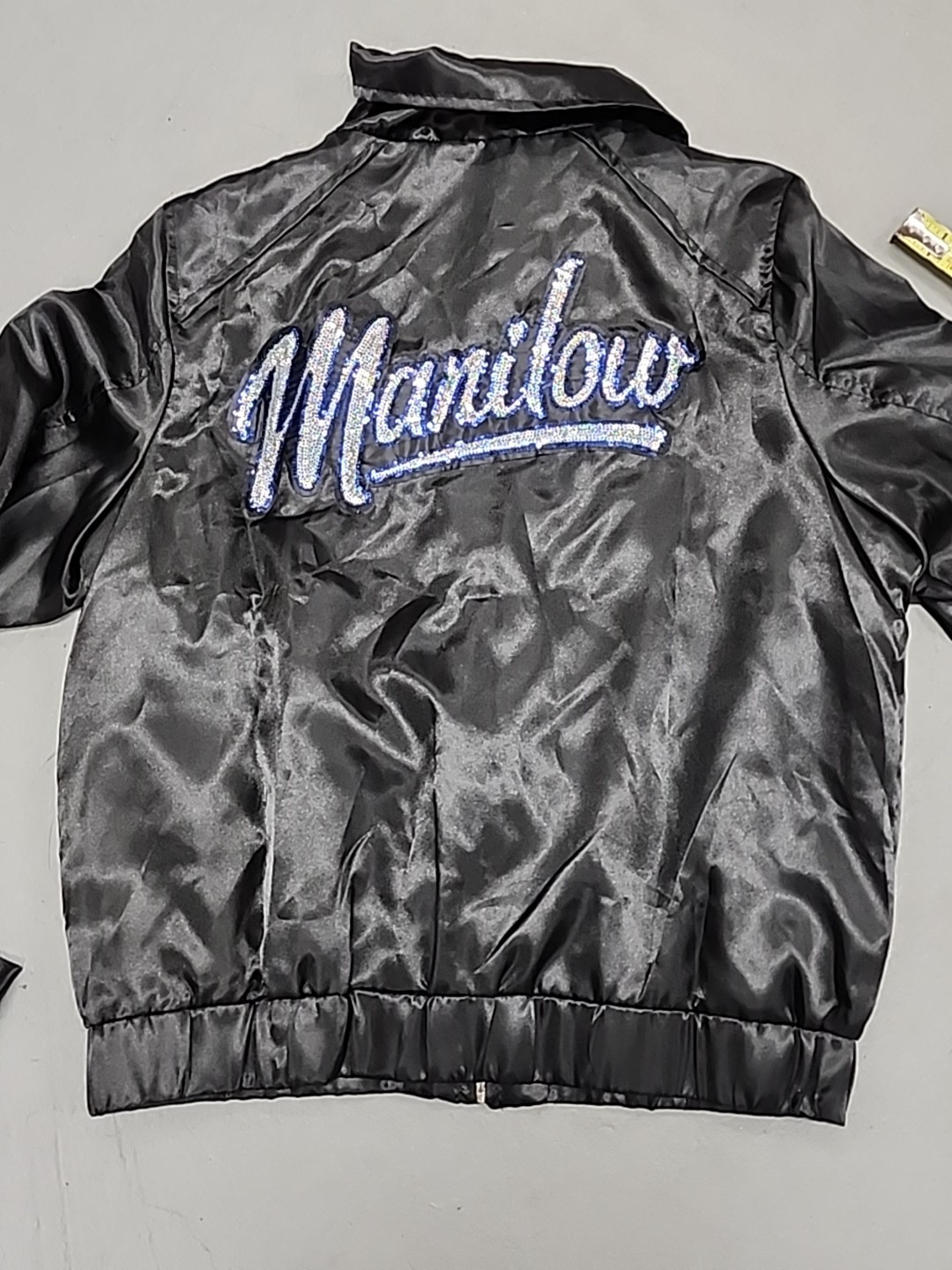 Vintage Barry Manilow Sequins Black Lightweight Jacket XL Rare
