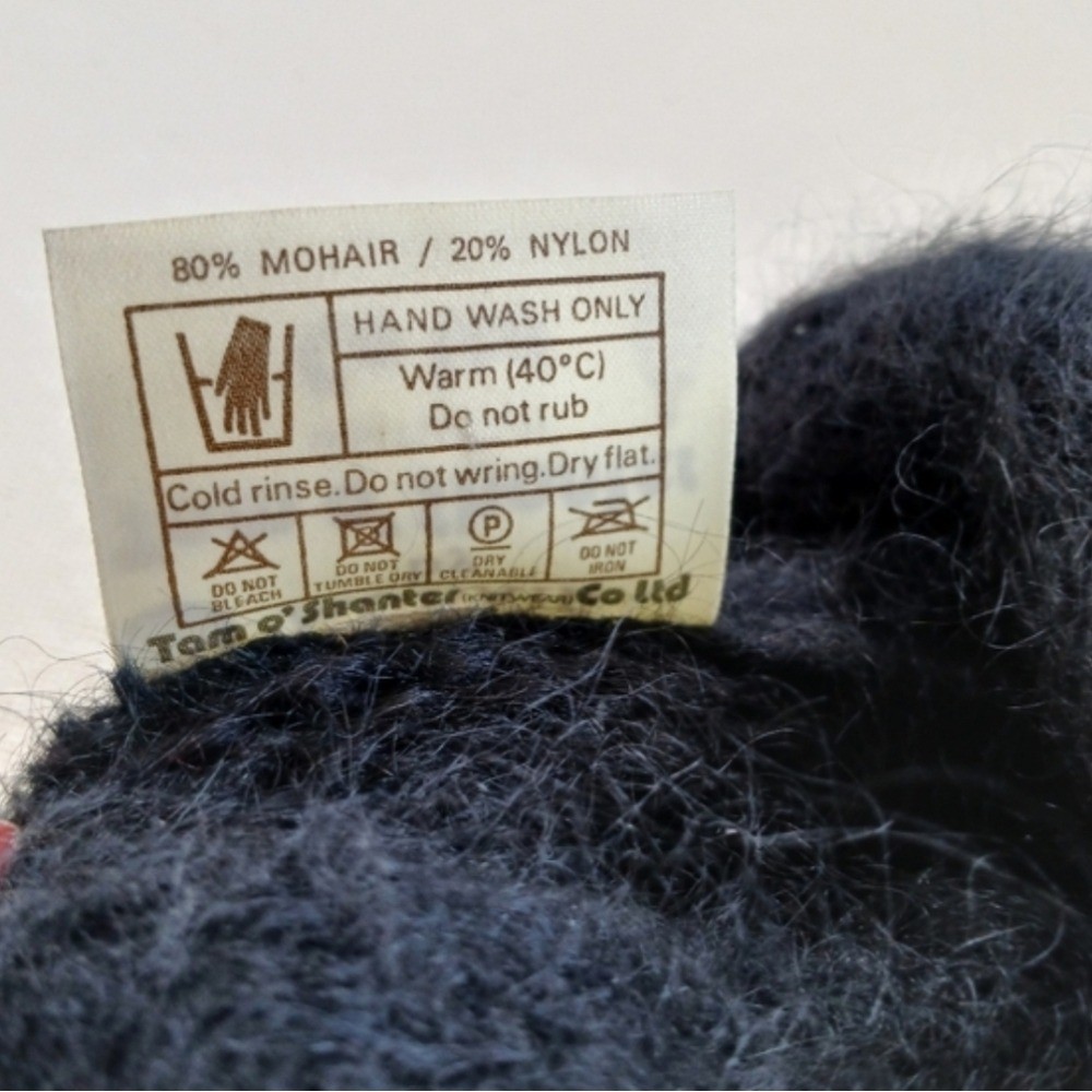 mohair tam o shanter knitwear turtleneck black sweater vintage large soft 80s