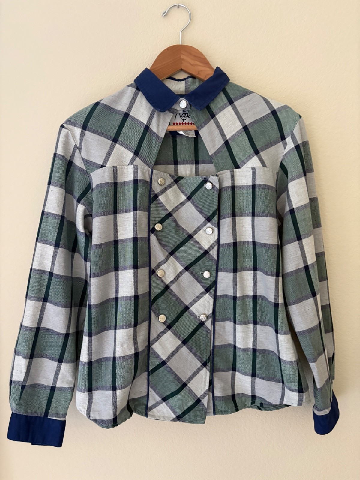 Vintage 80s 90s Roper Sport Western Wear Shirt Plaid Pearl Rodeo M/L Rockabilly