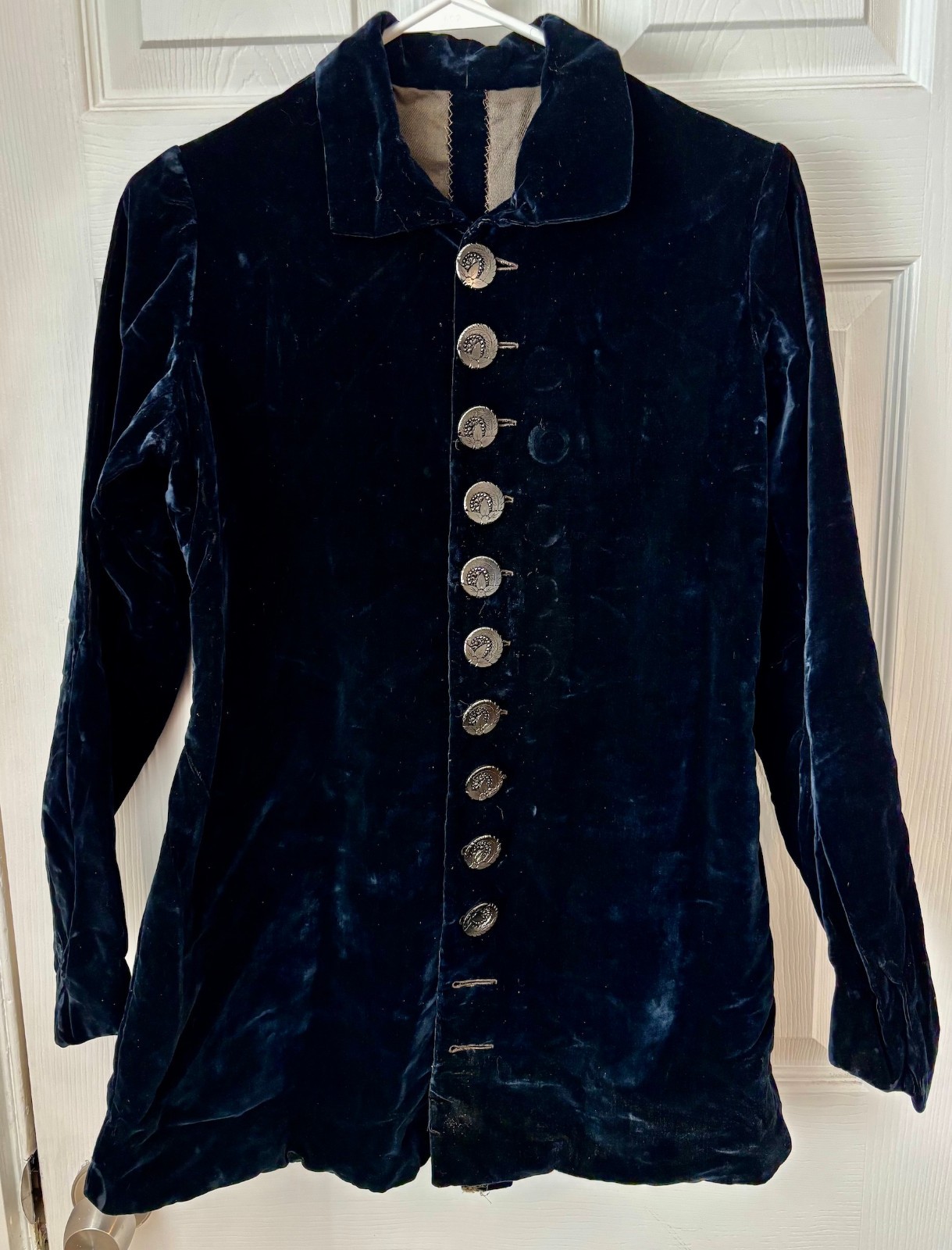 Antique Victorian Black Velvet Fitted Jacket Bustle Era Tailored Coat w/ Pleated