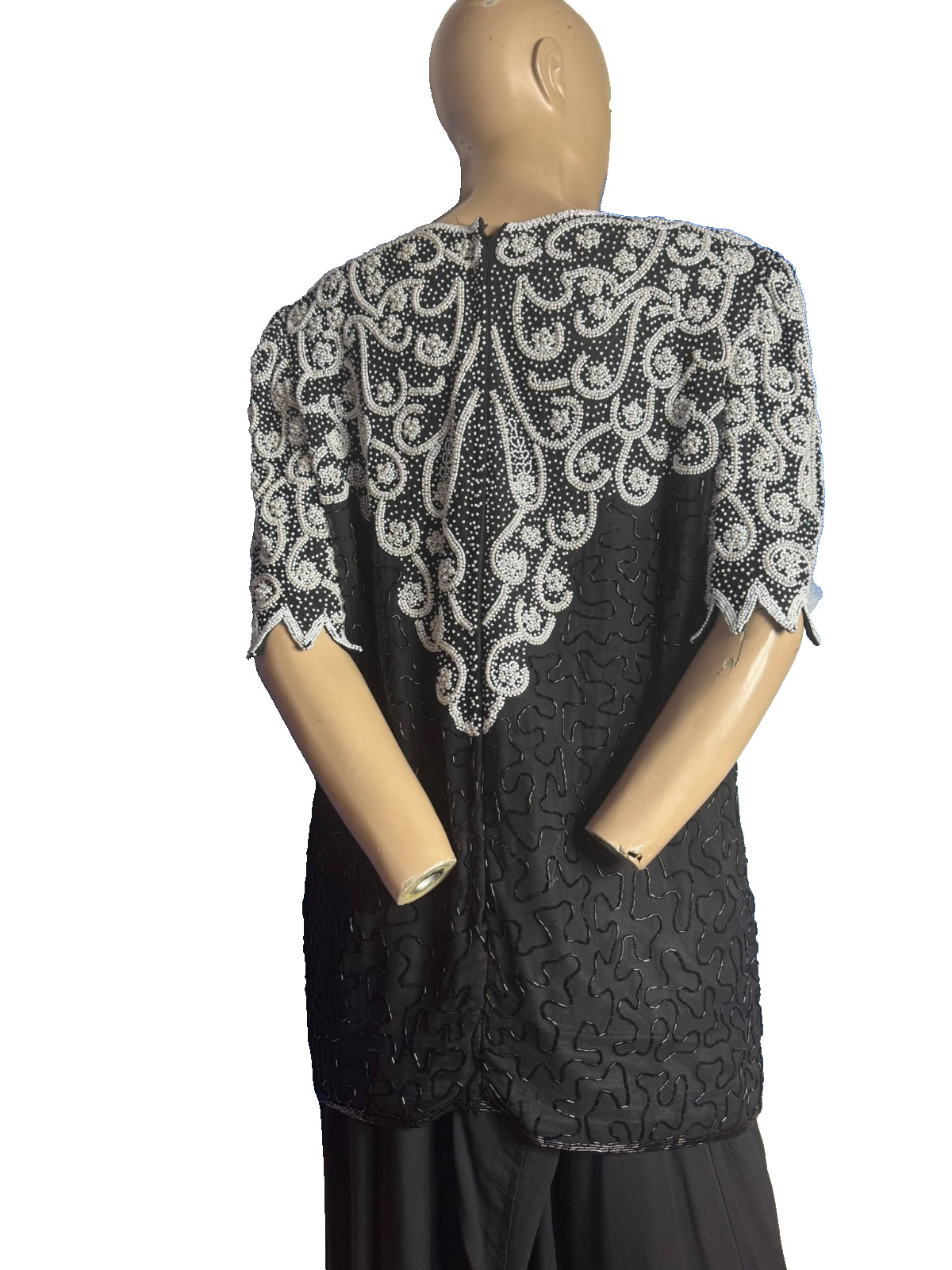 Vintage silk top beading shoulder pads 80s 90s evening size 42/44