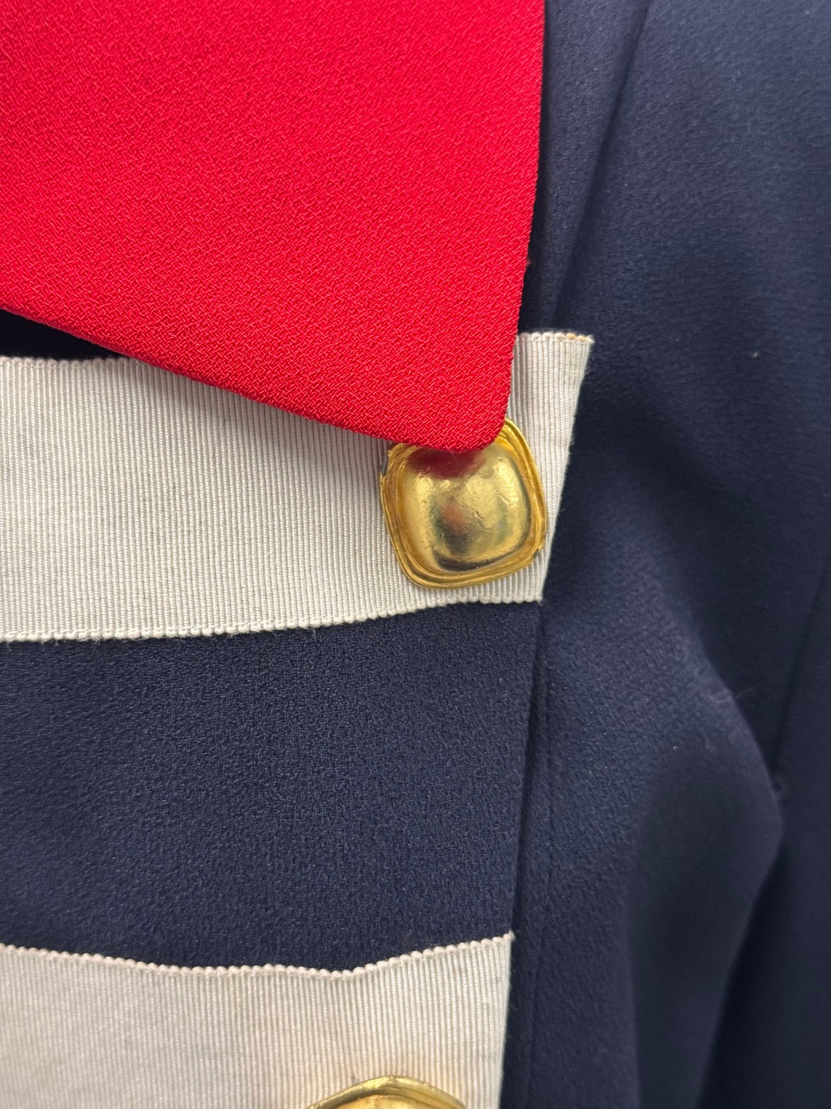 Vintage Constance Saunders Blue Red Military Style Jacket Top Sz 10