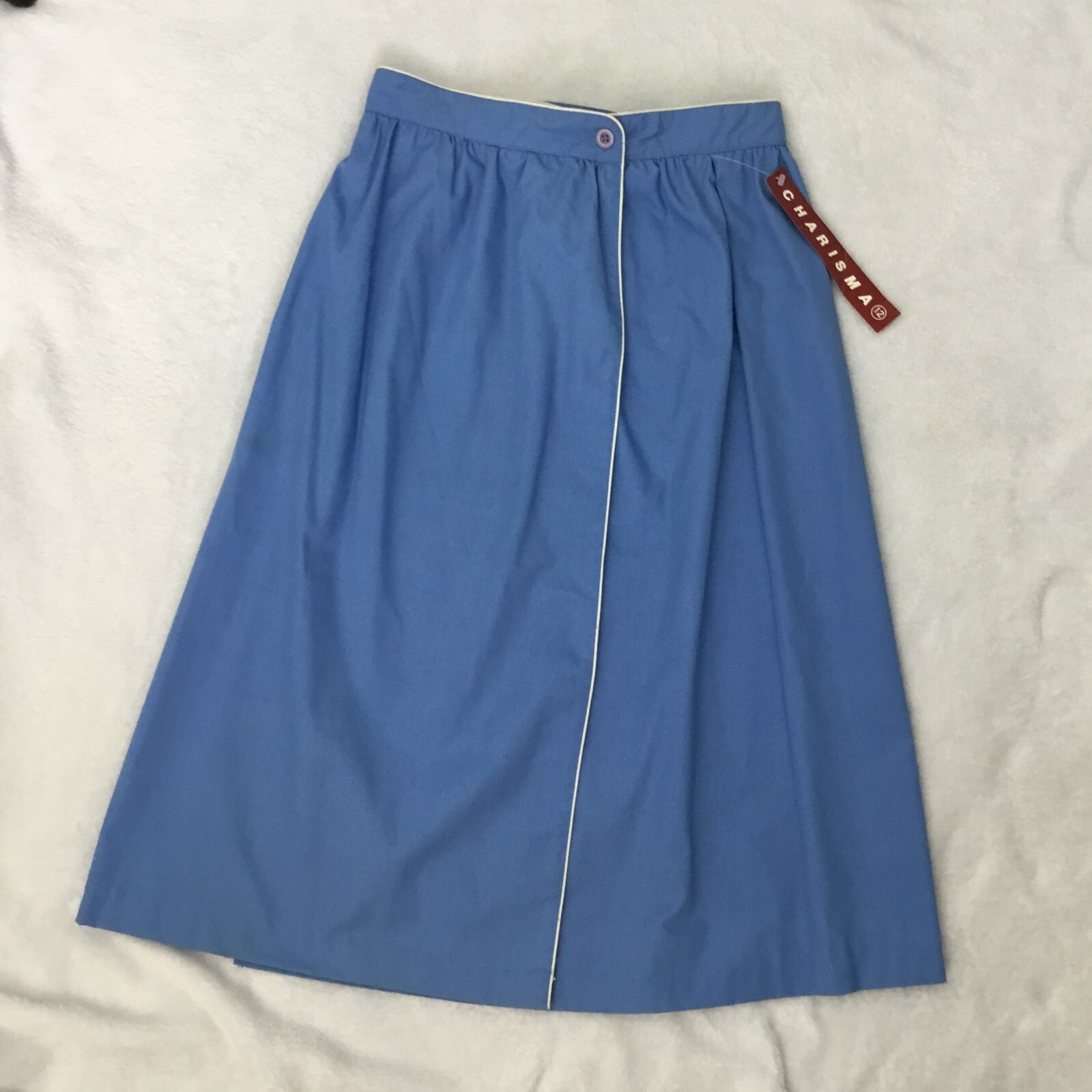 Vintage 80s Charisma Wrap Skirt Blue Midi High Waist Minimalist Normcore
