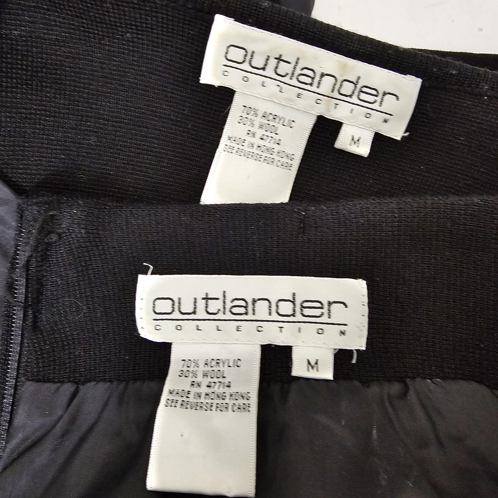 Vintage 80s 90s Outlander Collection Black Skirt Suit Gold Pyramid Studs Career
