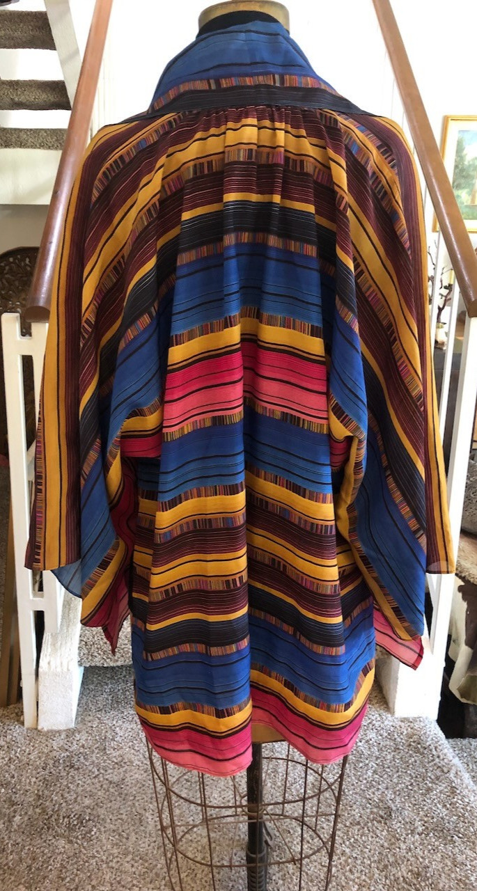 Rare! Phyllis Sues Original Designer sheer Artsy Chic Elegant Striped Vibrant Co
