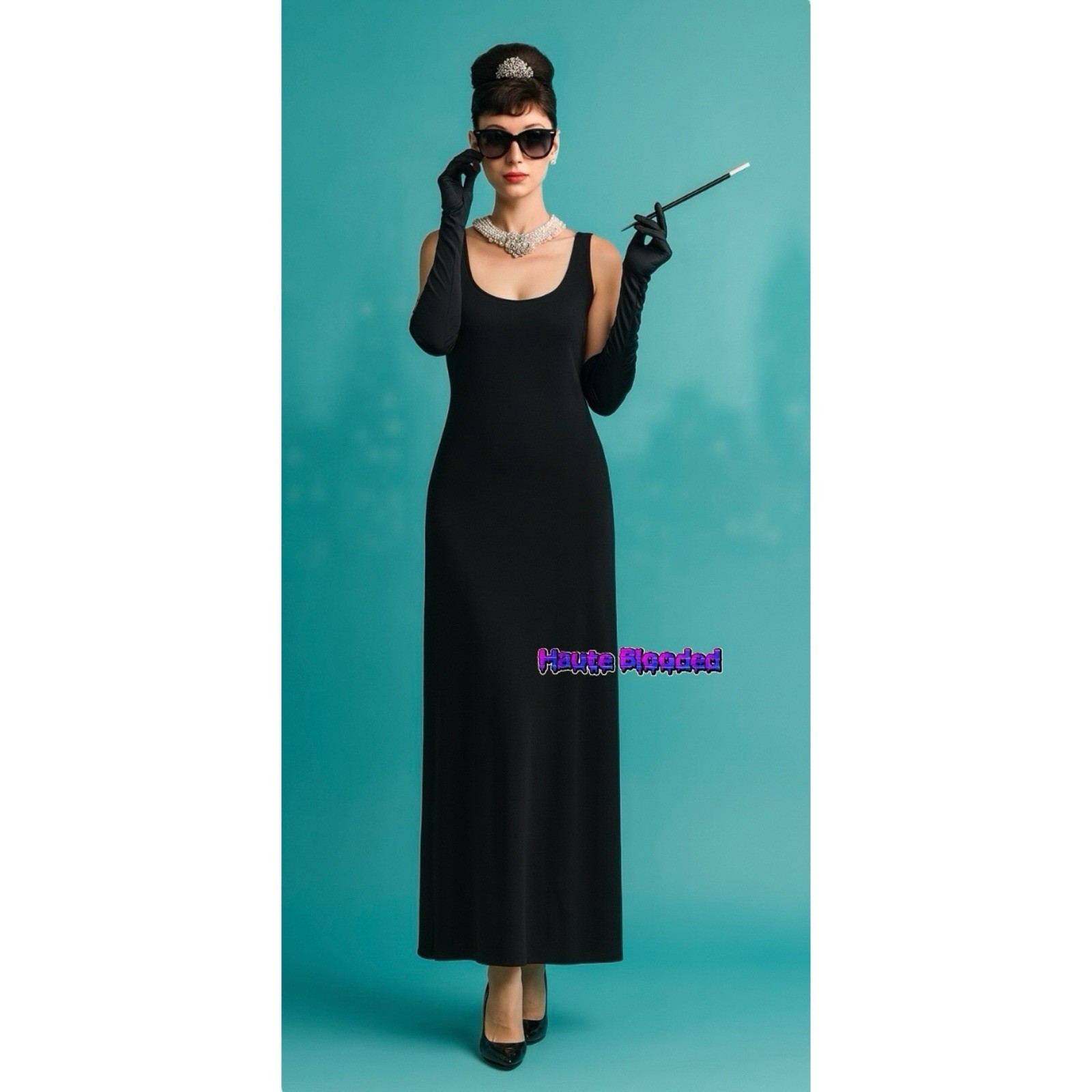 Edith Flagg Dress Three Flaggs Vintage 70s Black Maxi Audrey Hepburn Classic Lbd