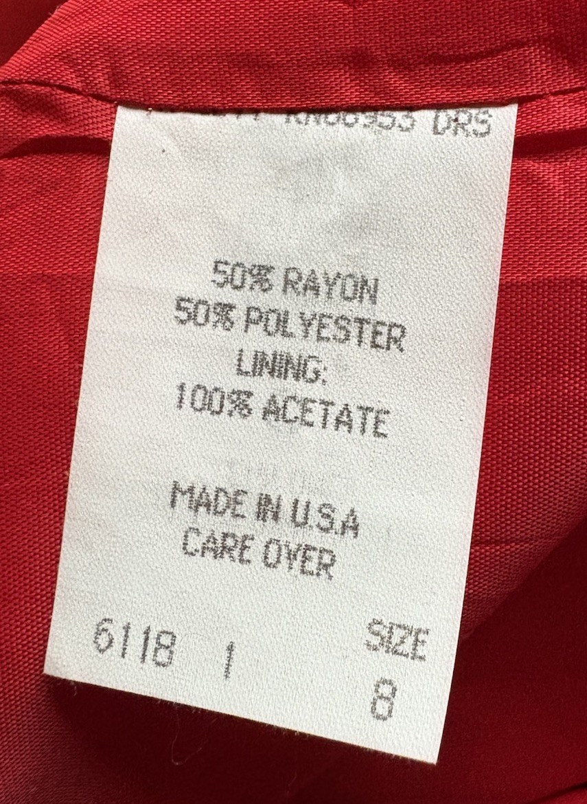 VINTAGE 80’s Unique Dress Size 8 Red Black Heart Buttons Rayon Nipon Boutique