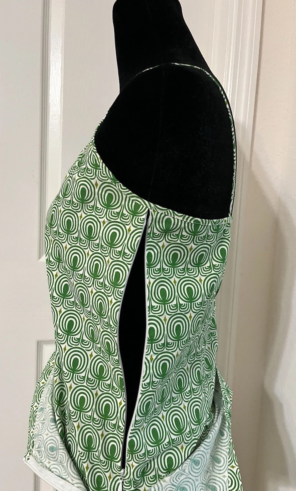 Vintage CH. IND. Green Top & Skirt Set, Cotton, Made In France, Size 36
