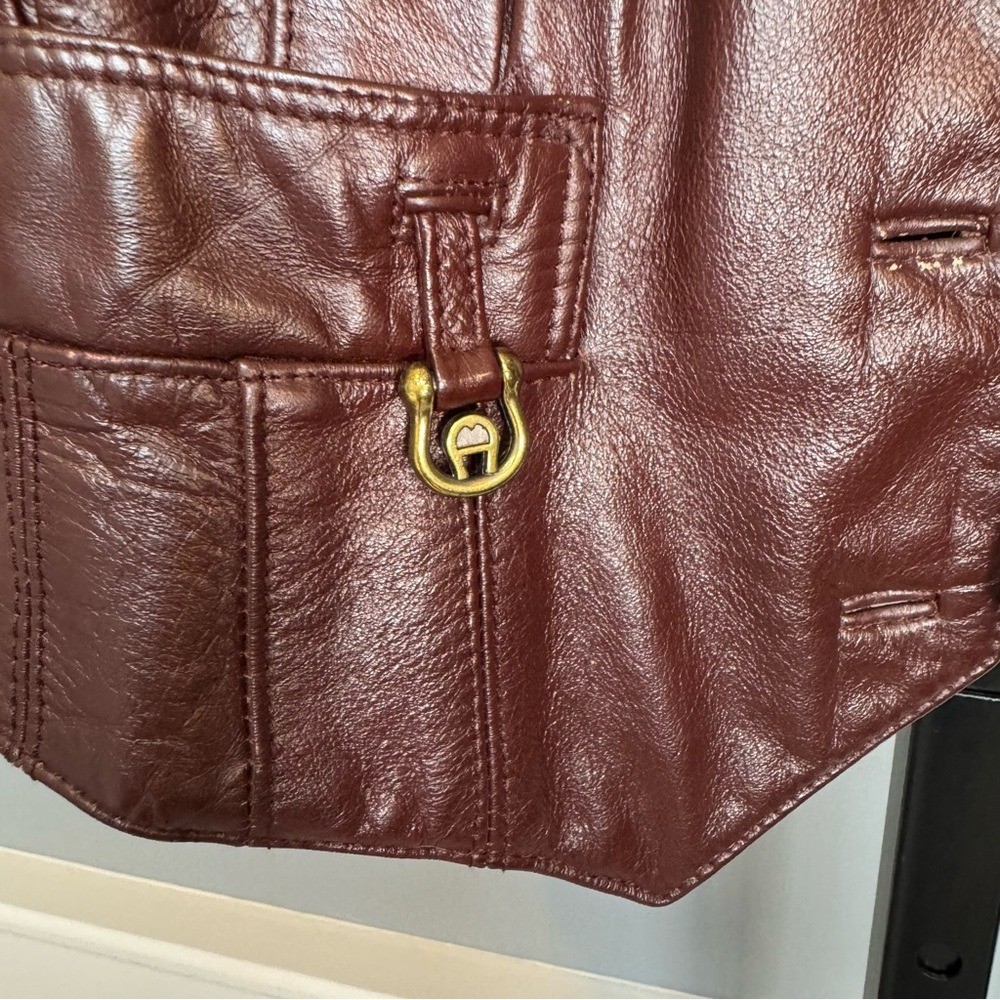 Vintage Etienne Aigner Leather Vest Oxblood Size 8 Pristine