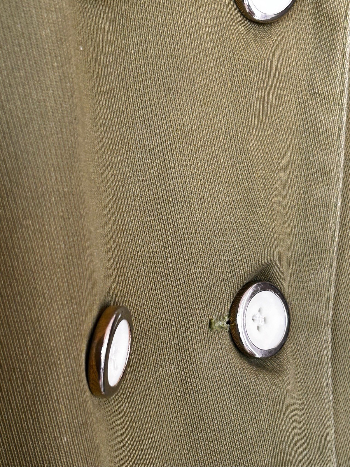 Vintage Late 1960s–Early 1970s Olive Green Double-Breasted Coat