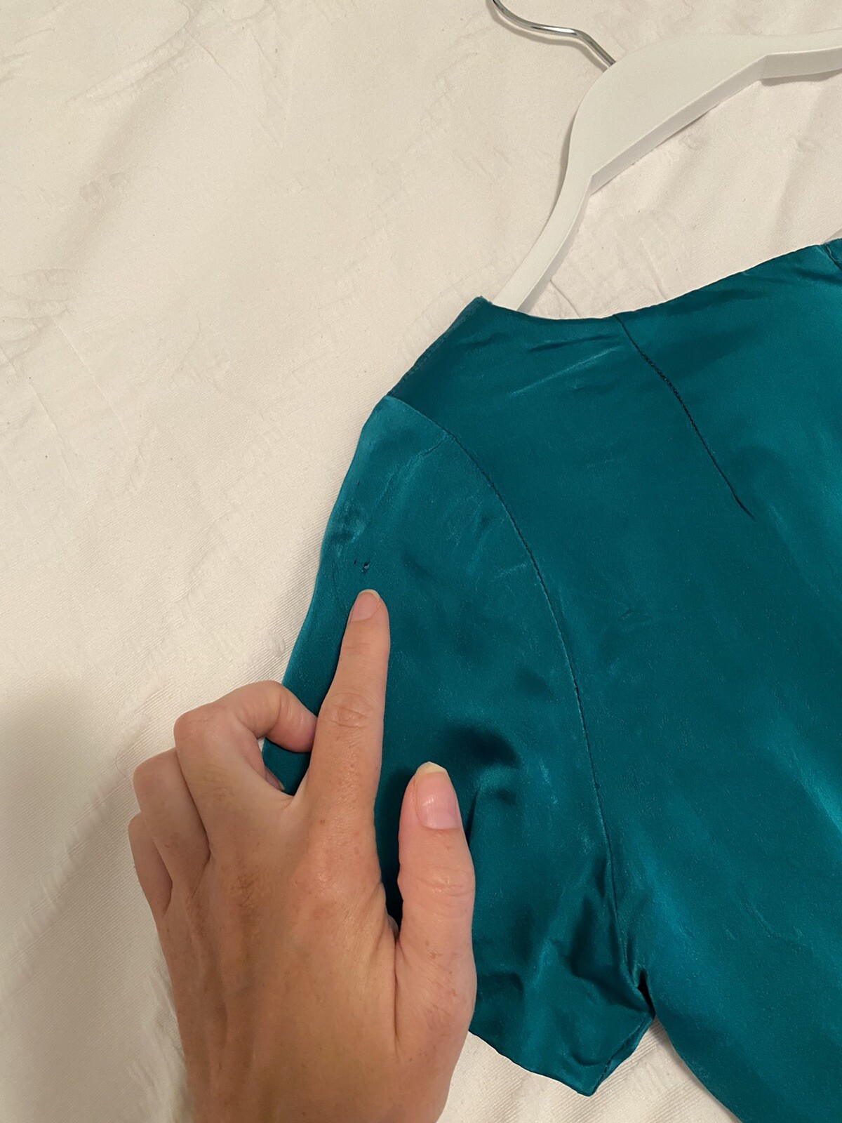 50s 60s VTG Dress Teal AU Sz 8 Satin Short Sleeve Boat Neck Formal Prom A Line
