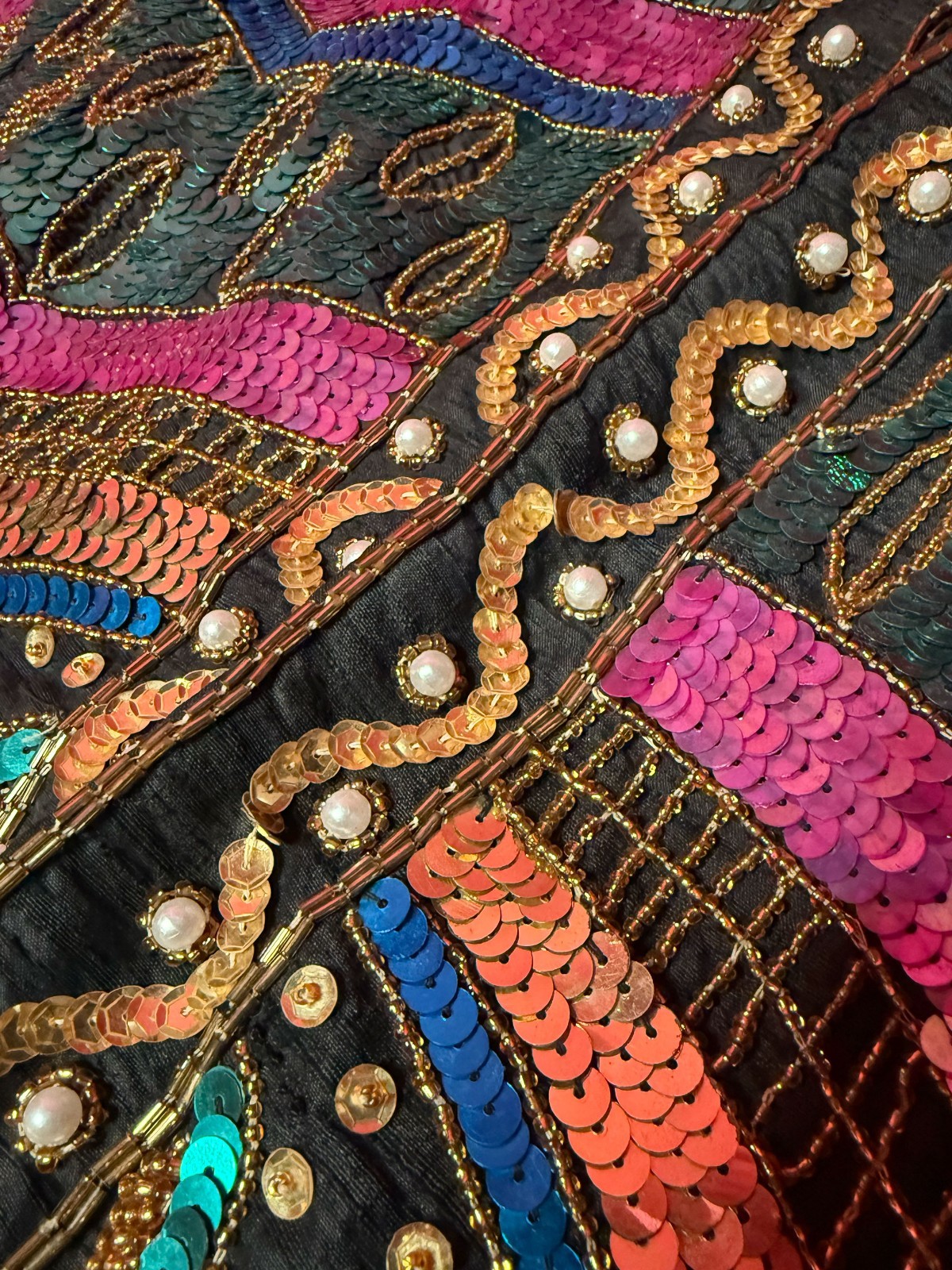 Vintage Laurence Kazar Silk Sequin Blazer – 1980s Art Deco Party Jacket