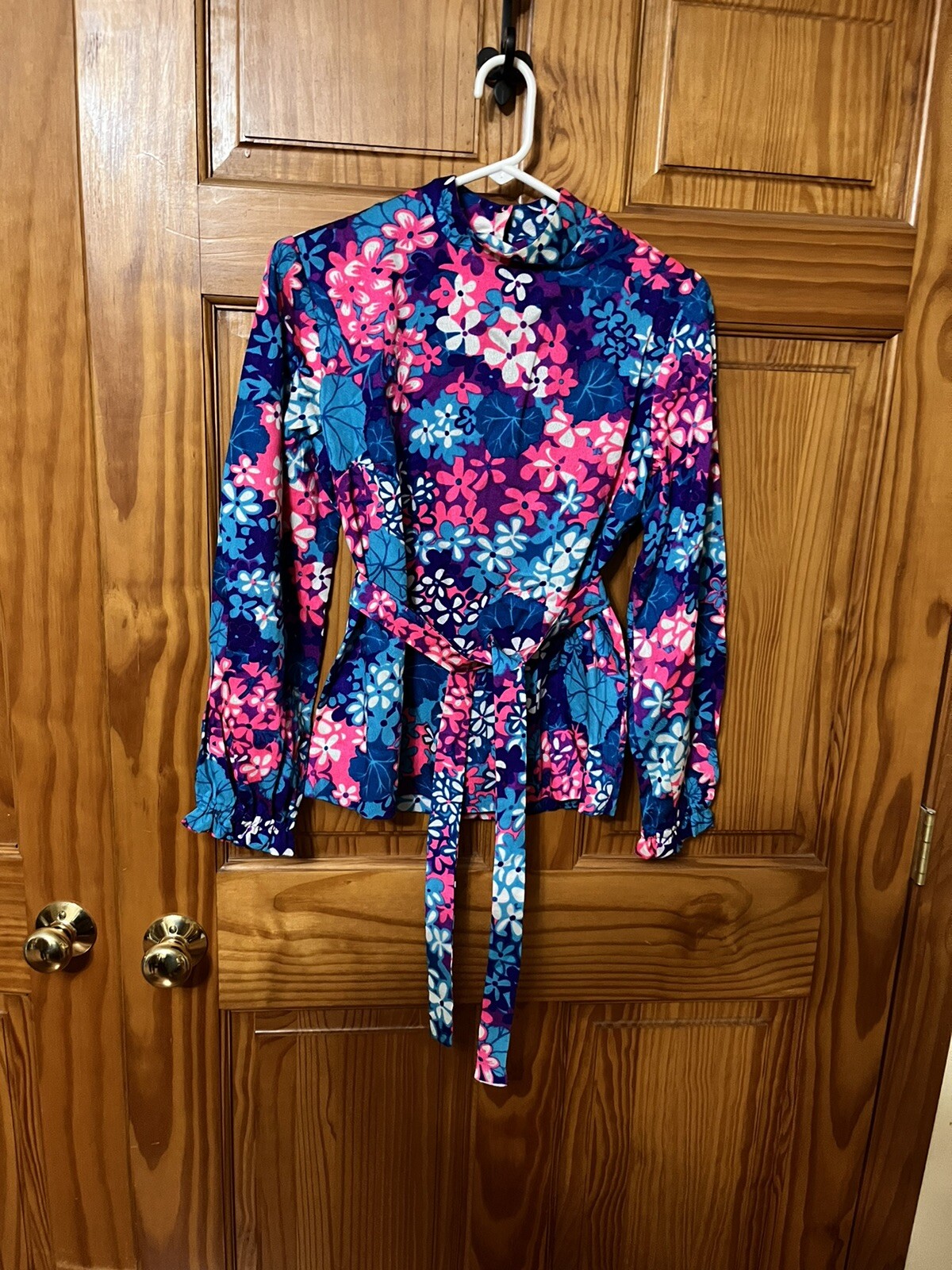WOMENS VINTAGE RICHARD DOUGLAS HONOLULU HAWAIIN FLORAL SHIRT PINK BLUE S/M??