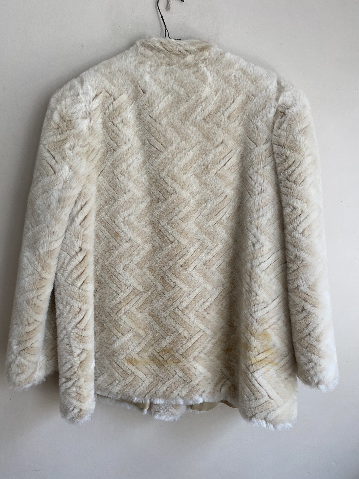 JACQUES SAINT LAURENT Vintage White Faux Fur Coat Jacket 70s size Large