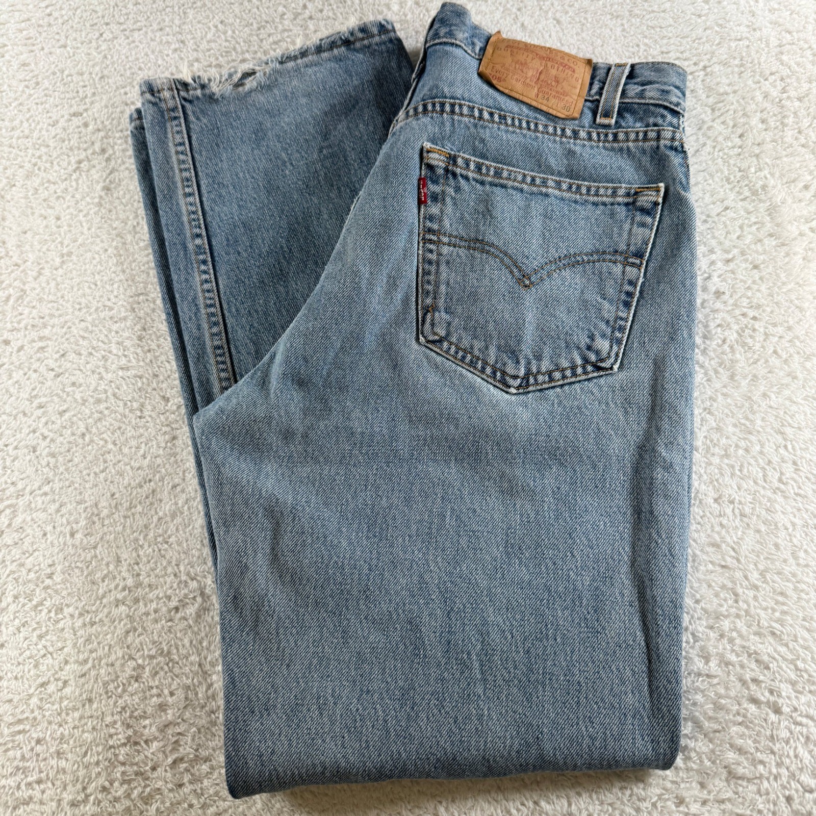 Vtg Levis 505 Jeans Mens 34×30 Tag (33×31 Fit) Blue Medium Wash Denim Straight