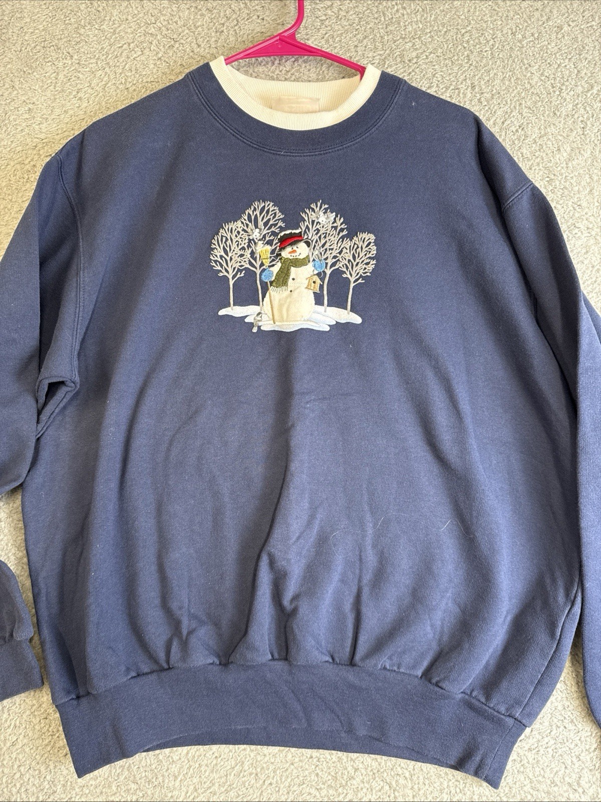 Top Stitch Morning Sun Vintage Crewneck Pullover Sweatshirt XL Snowman Christmas