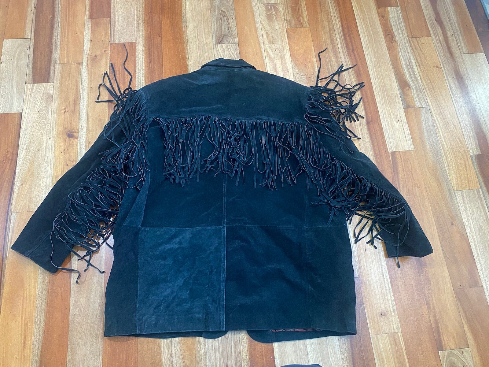 VINTAGE WOMENS G-III BLACK SUEDE LEATHER FRINGE PLUS SIZE 26-28 WESTERN COAT