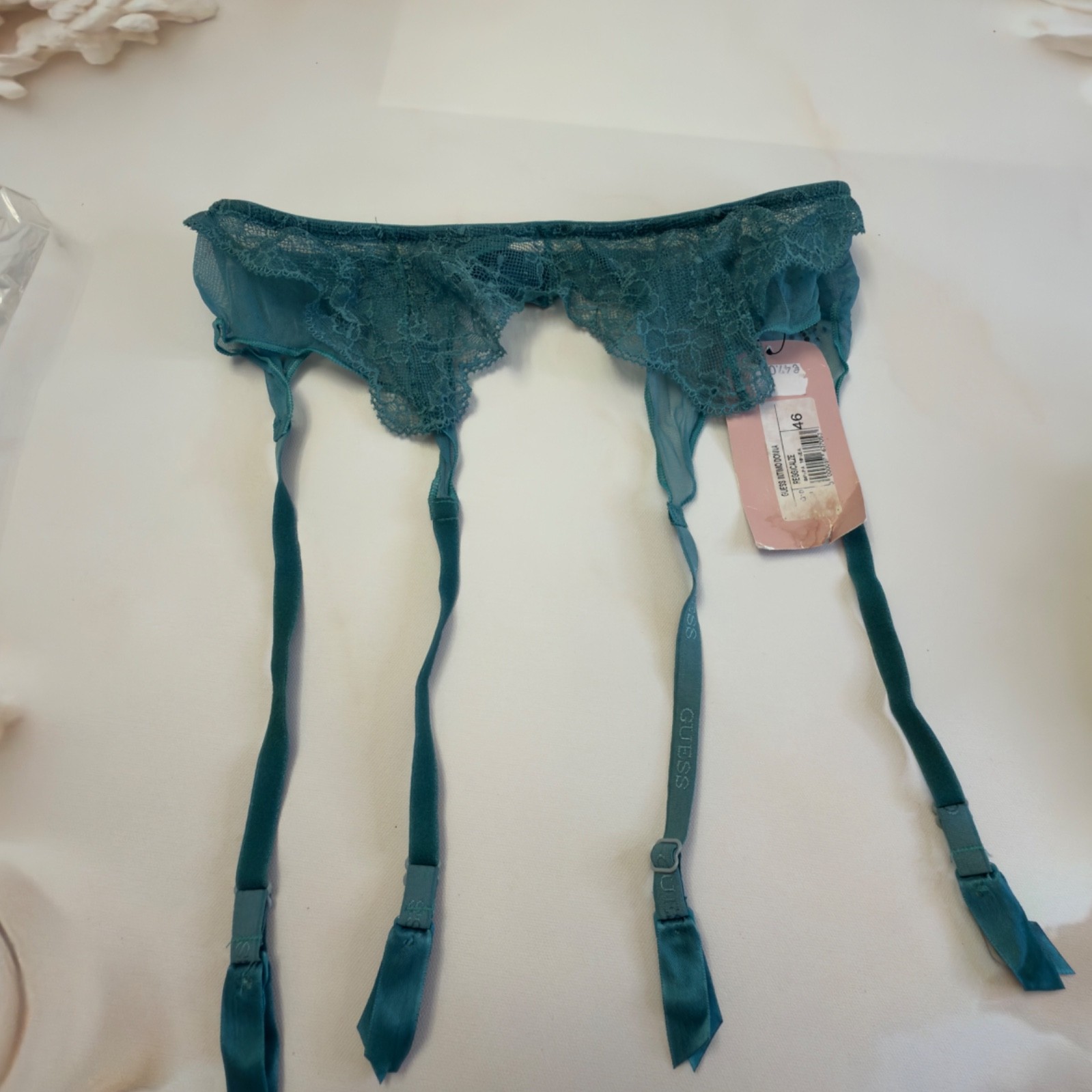GUESS Women’s Lace Suspender Belt Garter Belt Green Size XL / EU 46 Nwt.