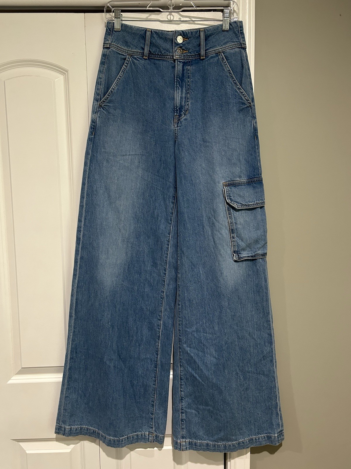 Veronica Beard Jeans Belisa Wide Leg High Rise Cargo Pants Size 27