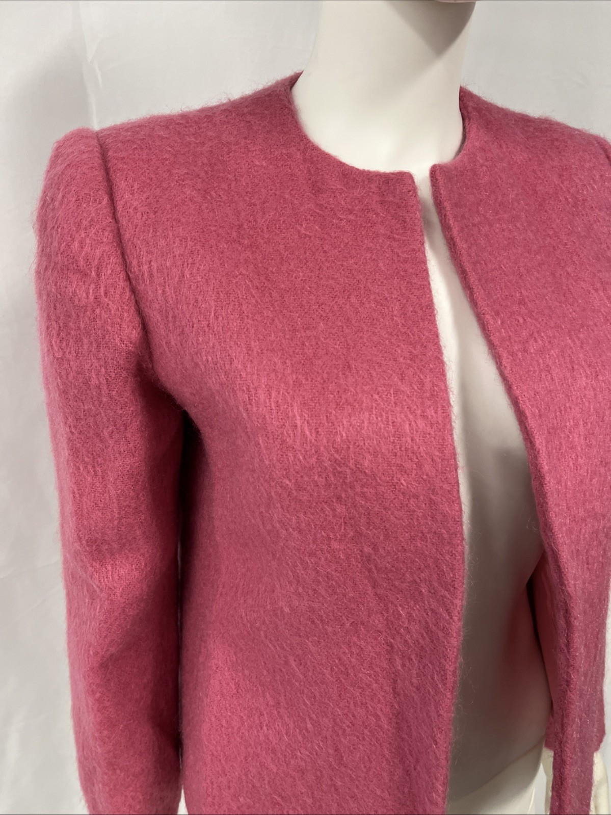 Vintage 70s/80s Lombardi Mohair Jacket Womens Medium Pink Fuzzy Lined Tailored