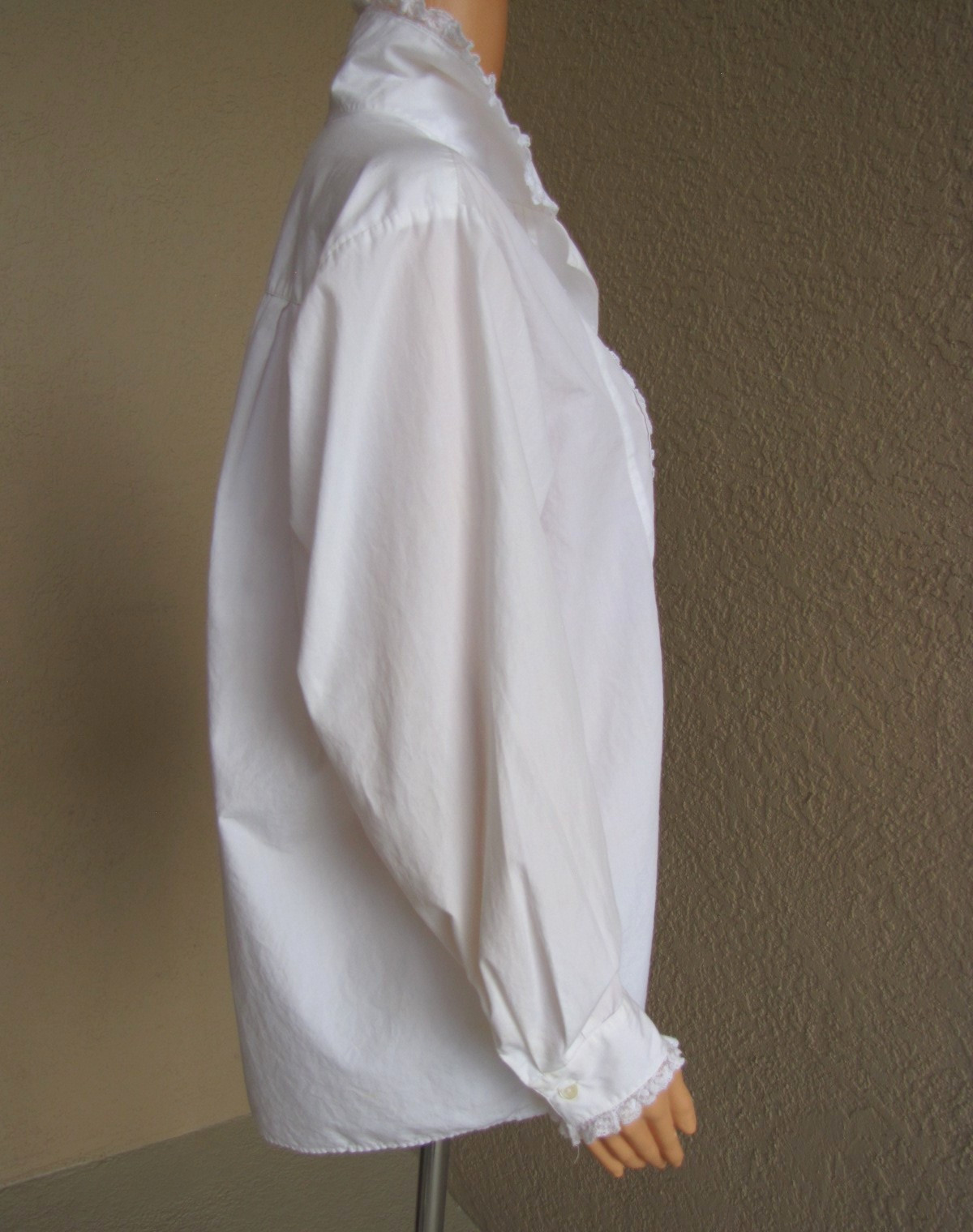 Vintage Late 1980s Laura Ashley White Cotton Victorian Style Blouse / Shirt