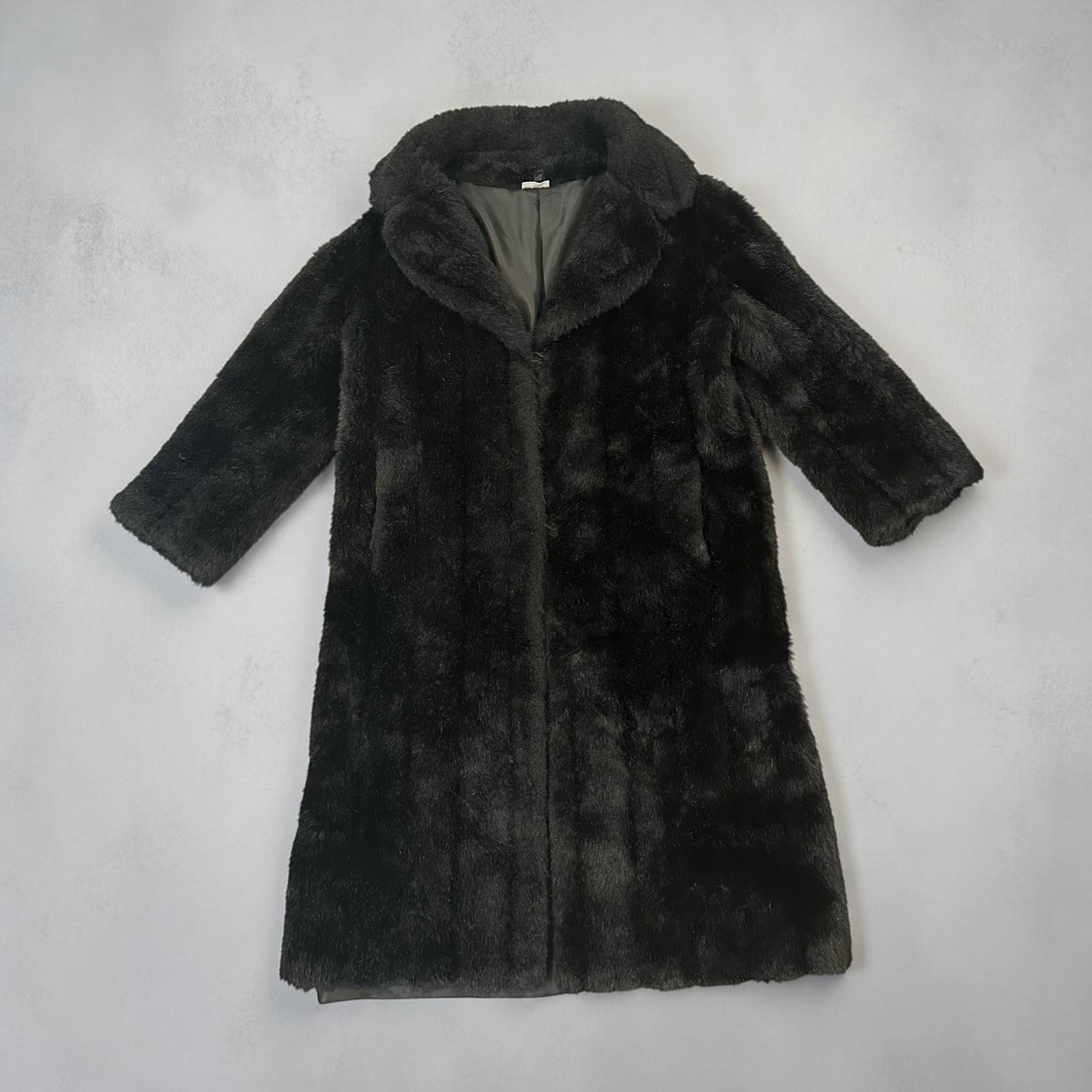 Vintage 80s FRANCESCA Faux Mink Fur Coat Full Length Mob Wife Glam Brown US 10