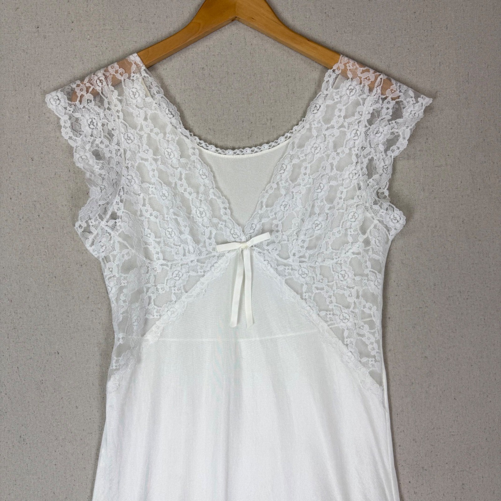 Vintage Glencraft Lingerie White Lace Nightgown ILGWU Union Made L Fairycore