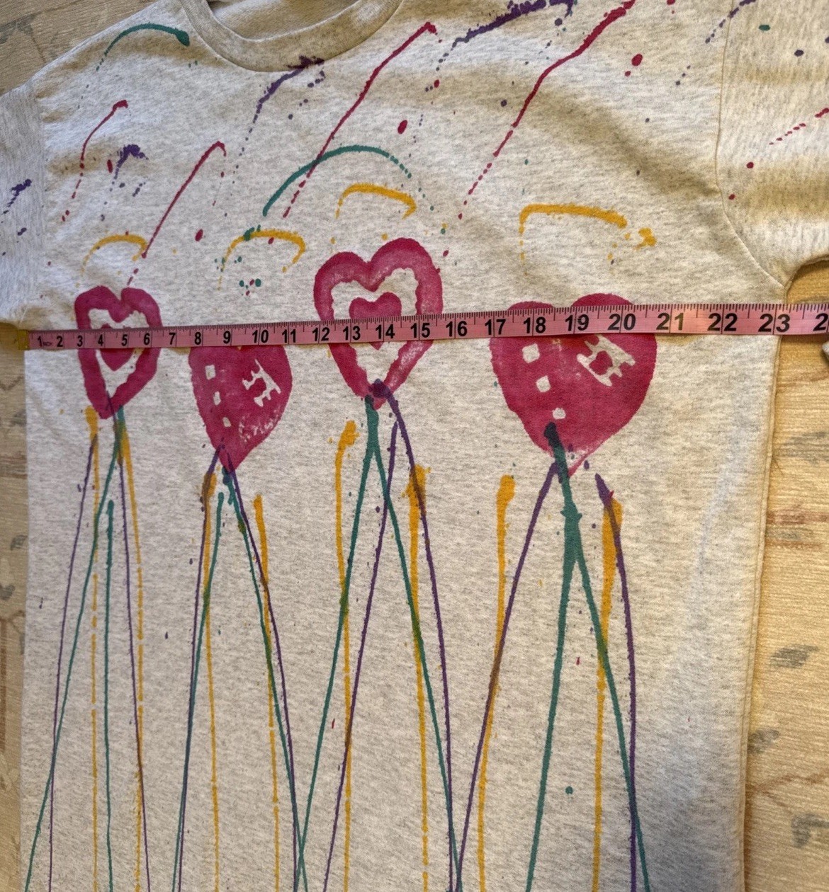 Vintage 80’s Cozy Sweatshirt Dress Heart Splatter Paint Print Cozy One Size