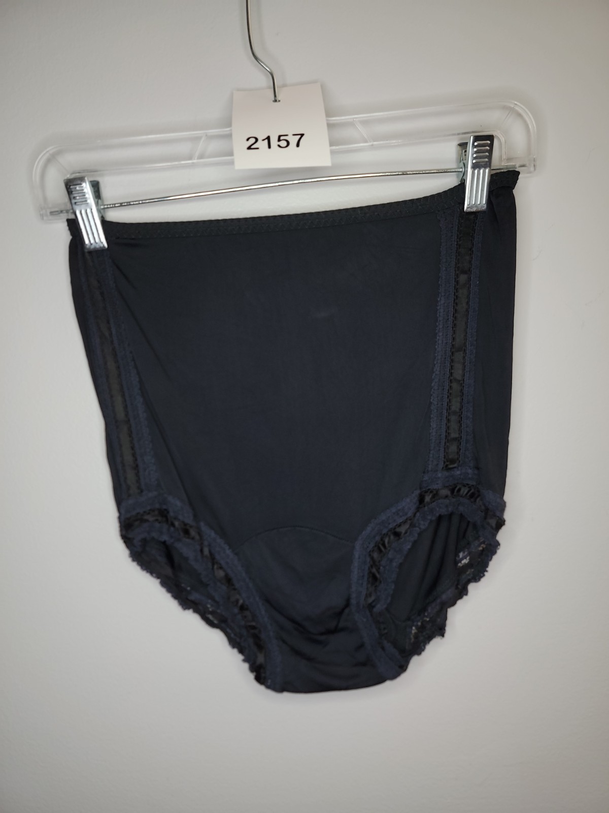 Vintage Plymouth All Nylon Black Panties Lace Detail Size 5