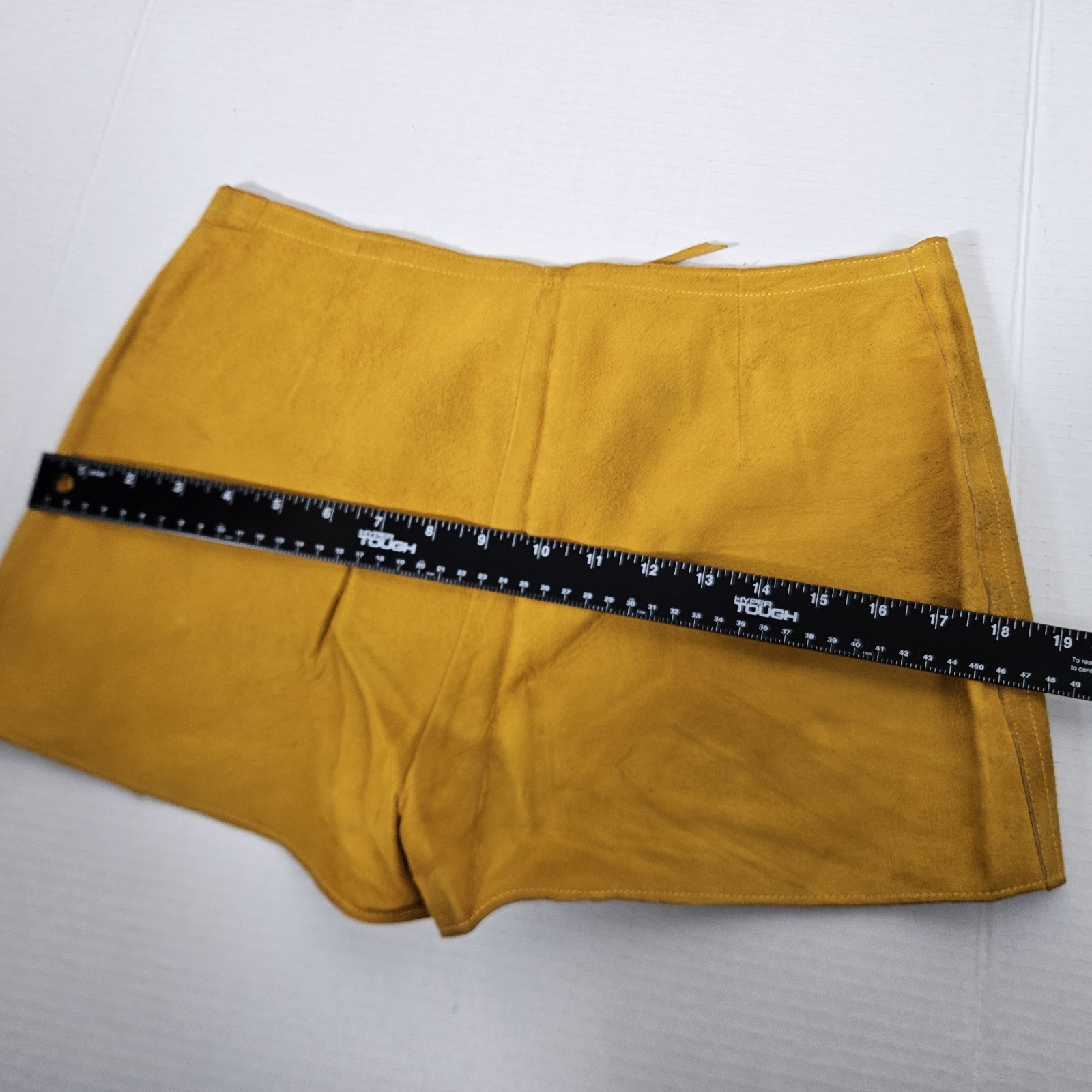 Vintage 60s 70s Suede Lace Up Mustard Yellow Women’s Booty Short Shorts Boho Y2K