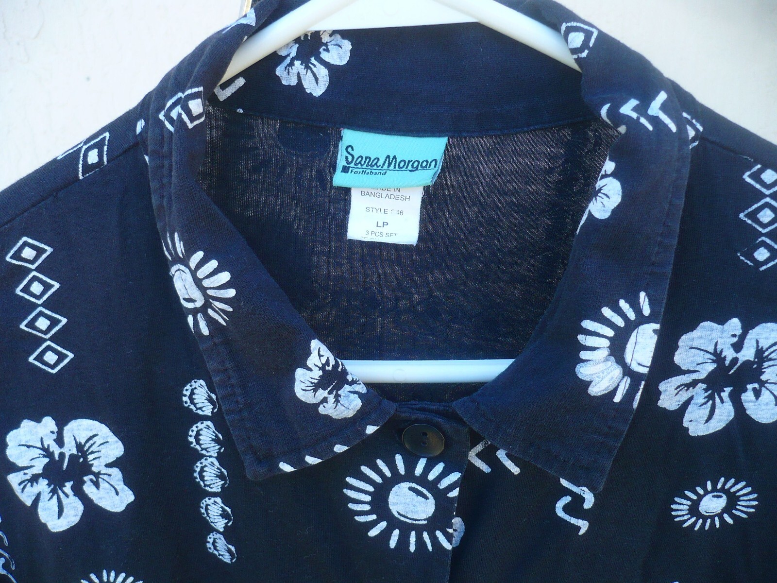 VTG BEACH SHIRT SUN SEA SHELL PRINT BLOUSE WOMEN TROPICAL P L XL HIBISCUS PETITE