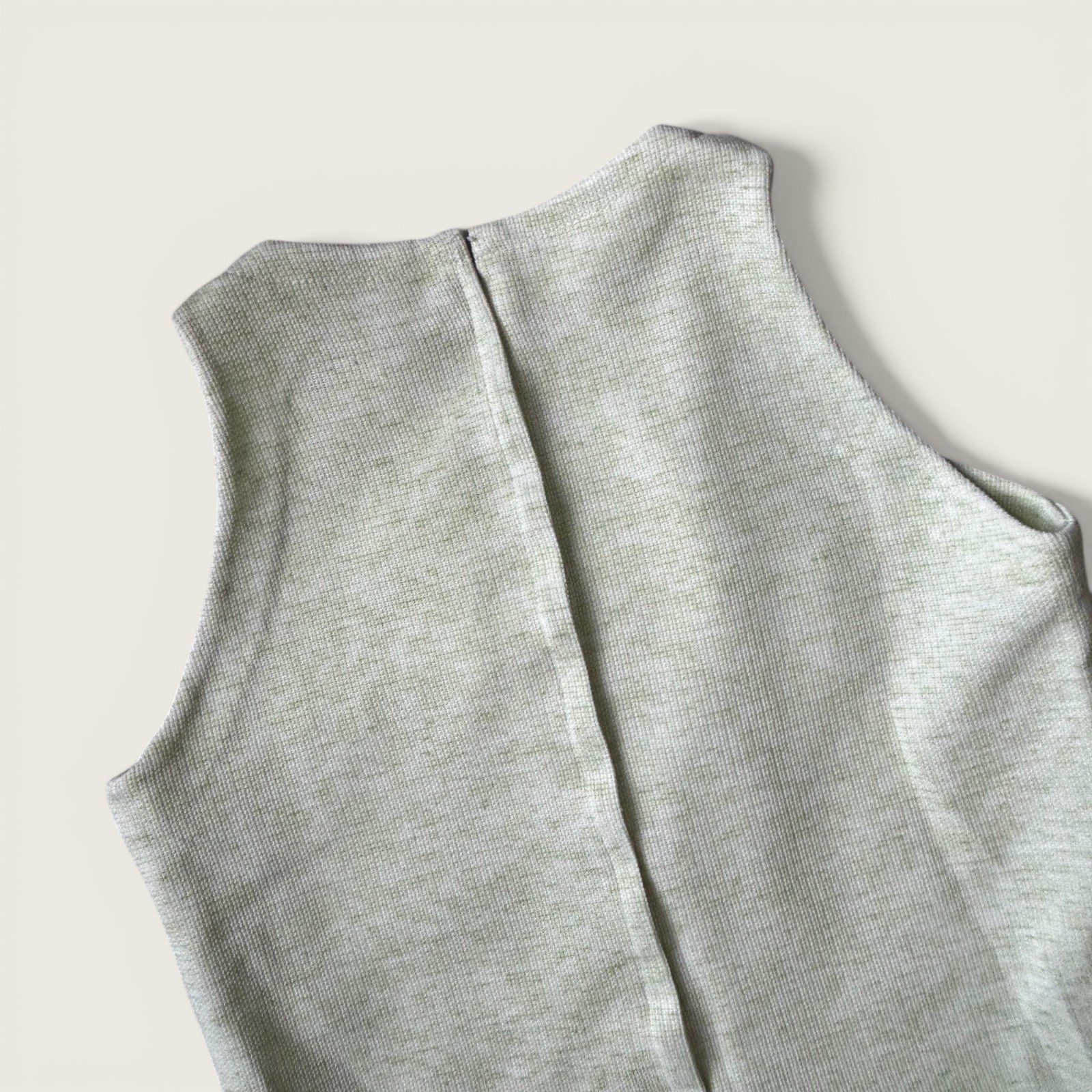 Vintage 1960s Handmade Pale Green Sleeveless Mod Shift Dress Mini