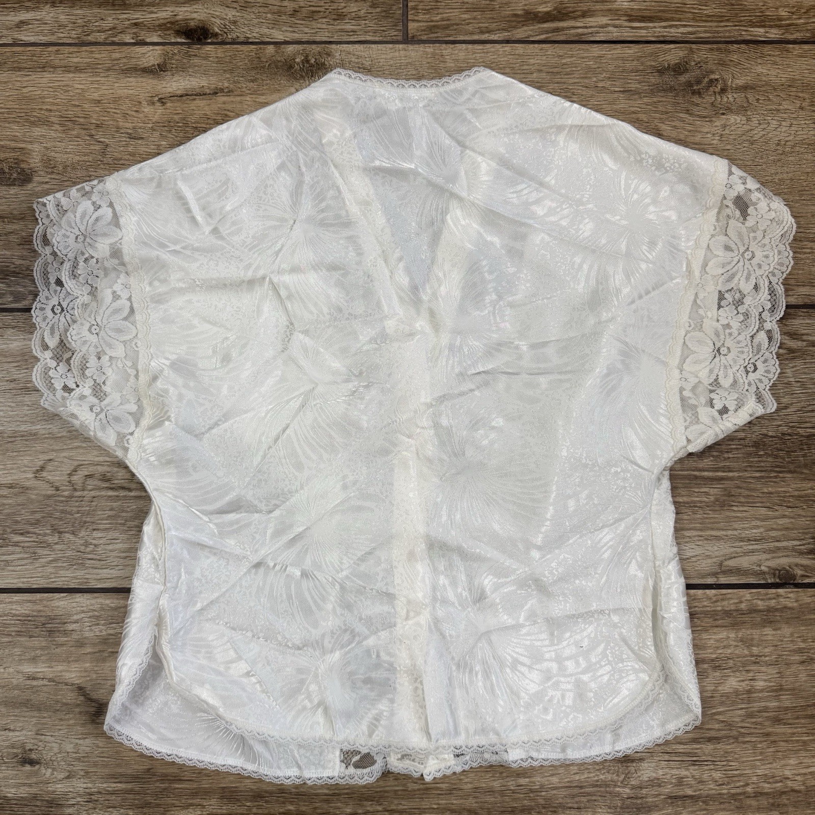 Vintage Lily Of France Sleepwear cream Silk Lace Pajama Top Pants Set