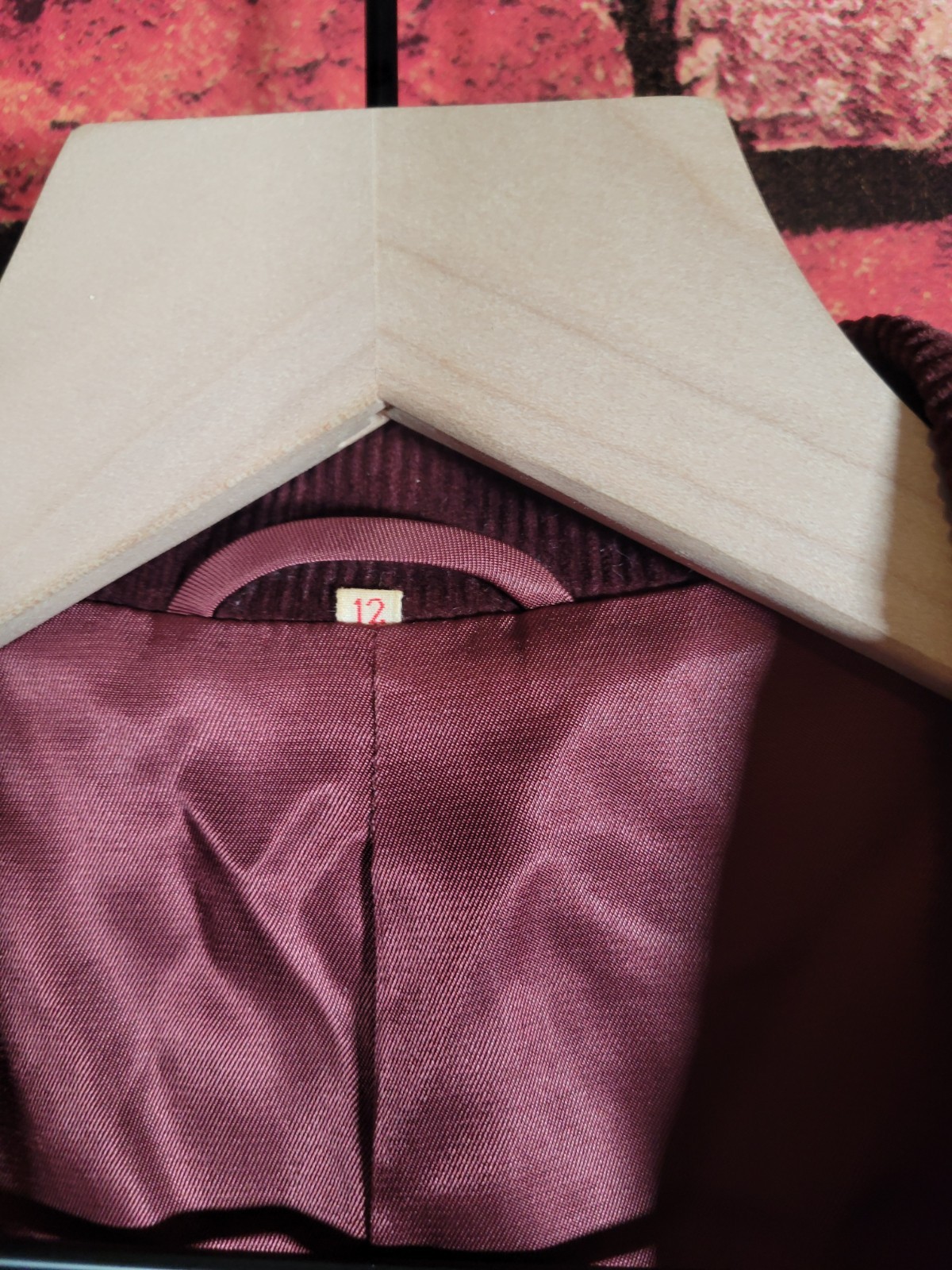 Vintage Sears The Fashion Place Corduroy Blazer Womens 12 Burgundy Cotton 90s