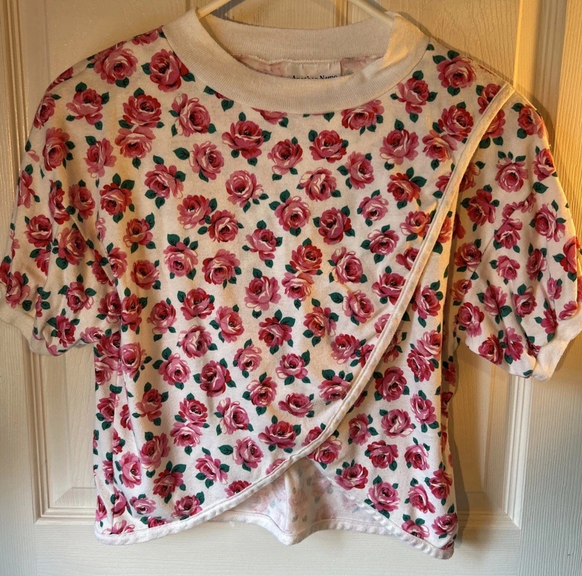 Womens Vintage Top Another Name Floral Prnt Cropped Grandma/Beach S/M Shldr Pads