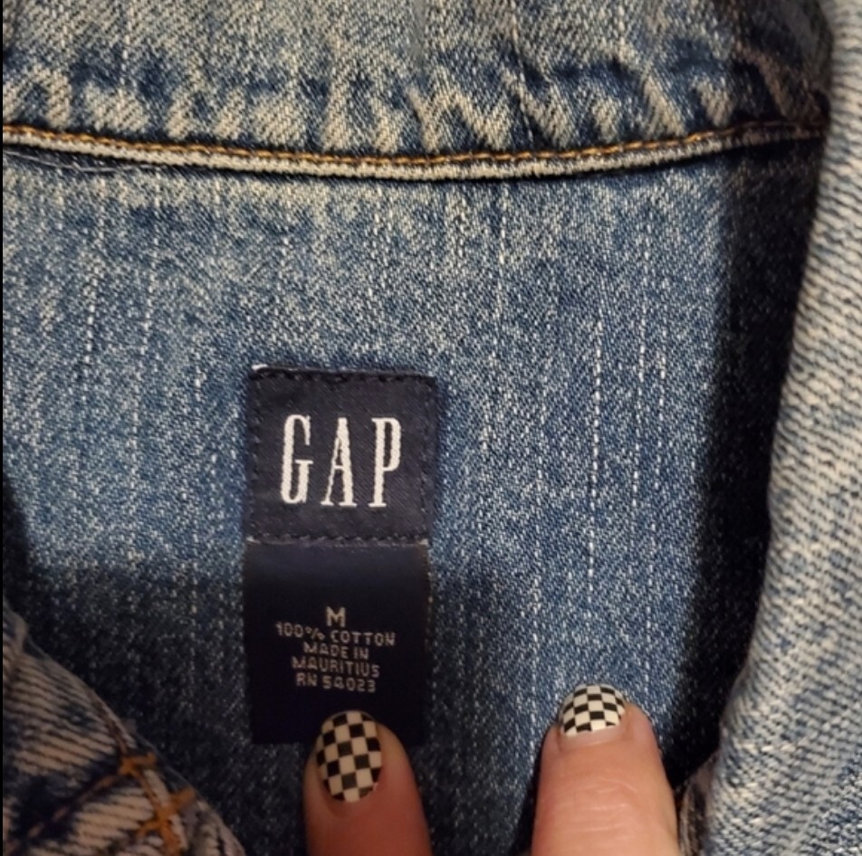 Vintage Y2K Upcycled Redone Custom Bling Gothic Cross Western Jean Jacket Medium